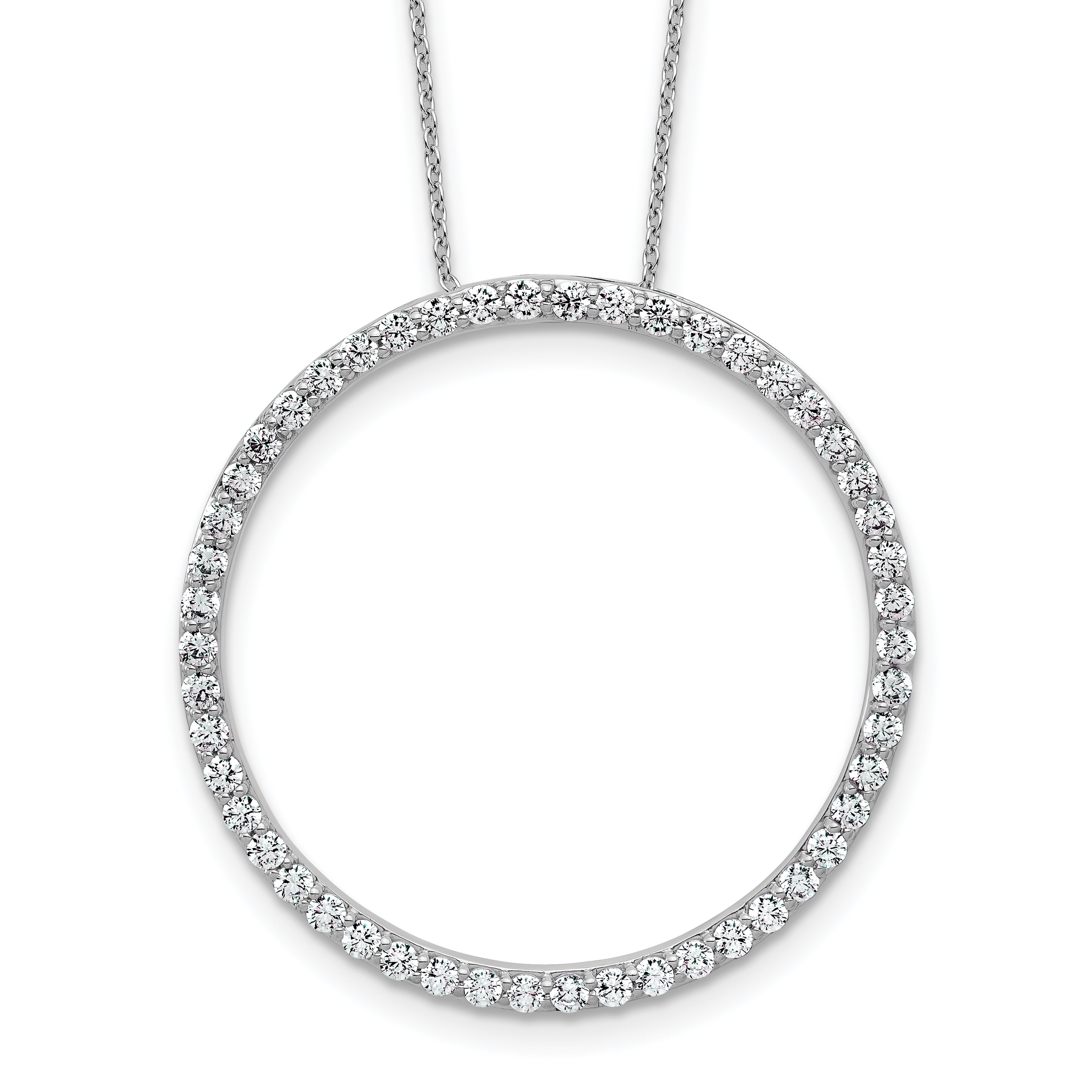 14k White Gold 1 1/2 carat Lab Grown Diamond VS/SI+ G+ Complete 18 inch Circle Slide Necklace