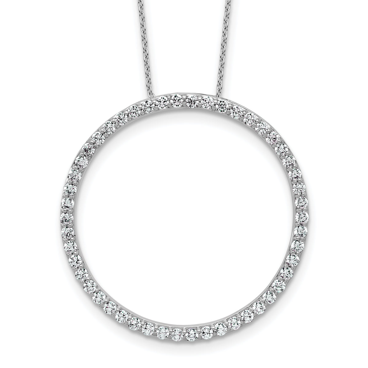 14k White Gold 1 1/2 carat Lab Grown Diamond VS/SI+ G+ Complete 18 inch Circle Slide Necklace