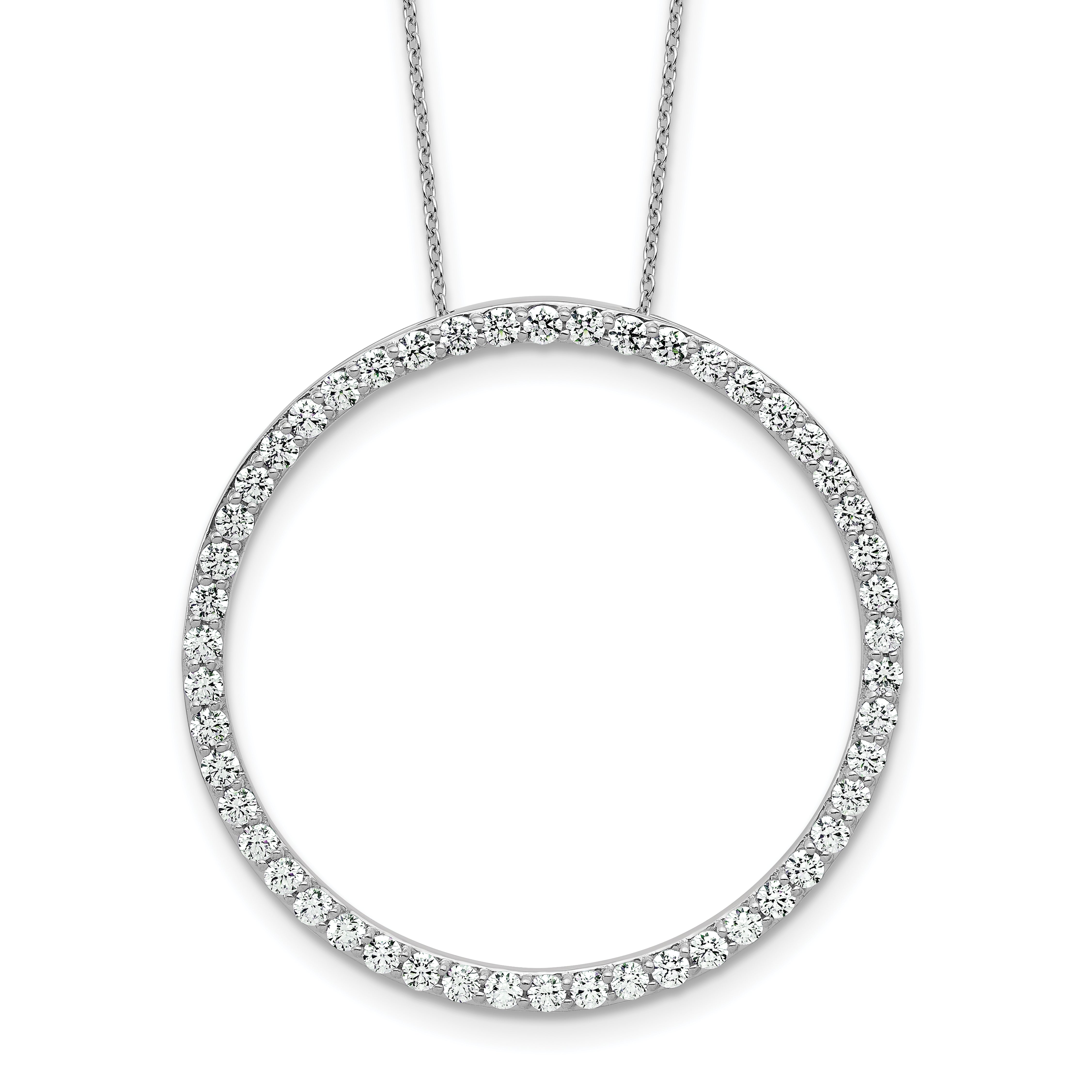 14k White Gold 2 carat Lab Grown Diamond VS+ F+ Complete 18 inch Circle Slide Necklace