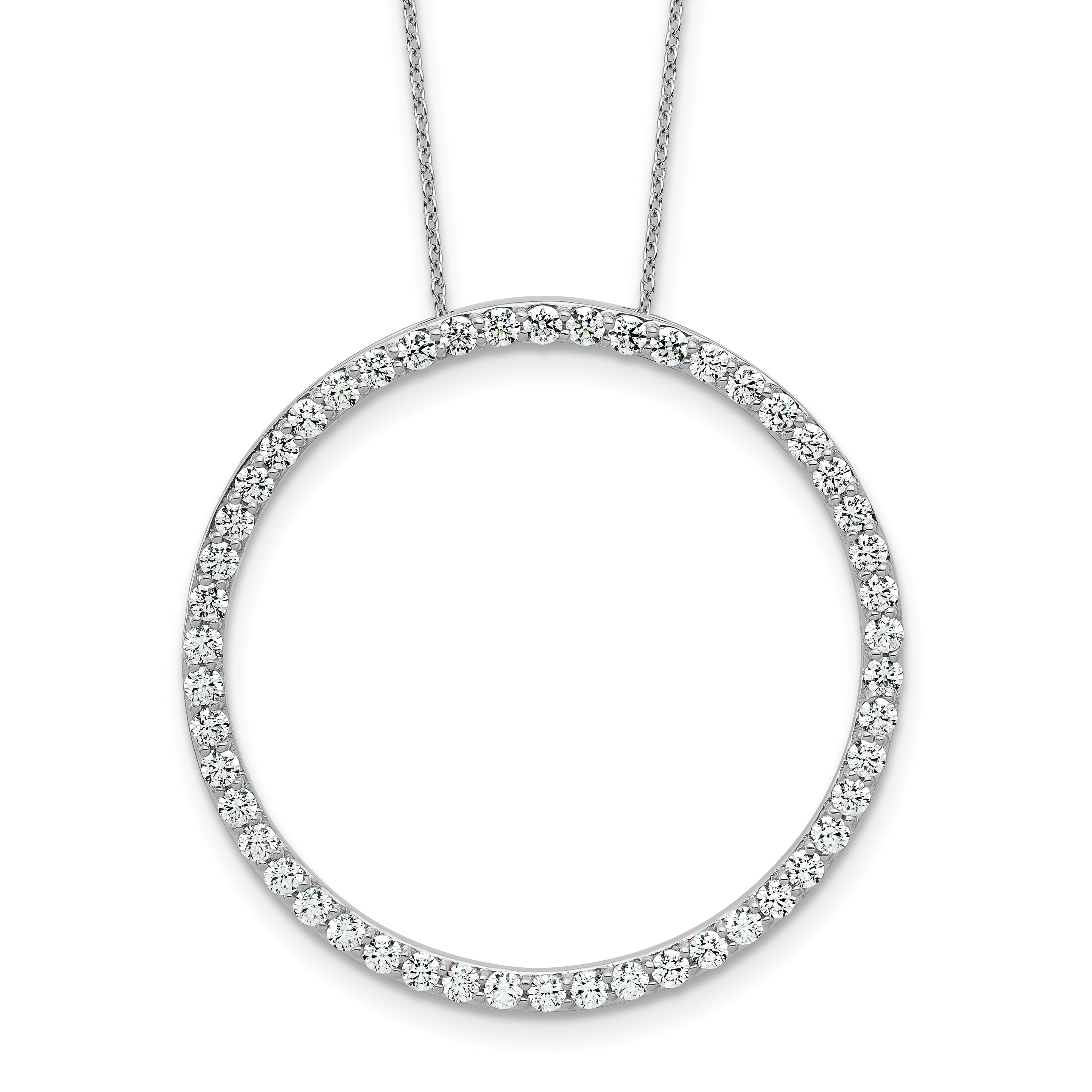 14k White Gold 2 carat Lab Grown Diamond VS+ F+ Complete 18 inch Circle Slide Necklace