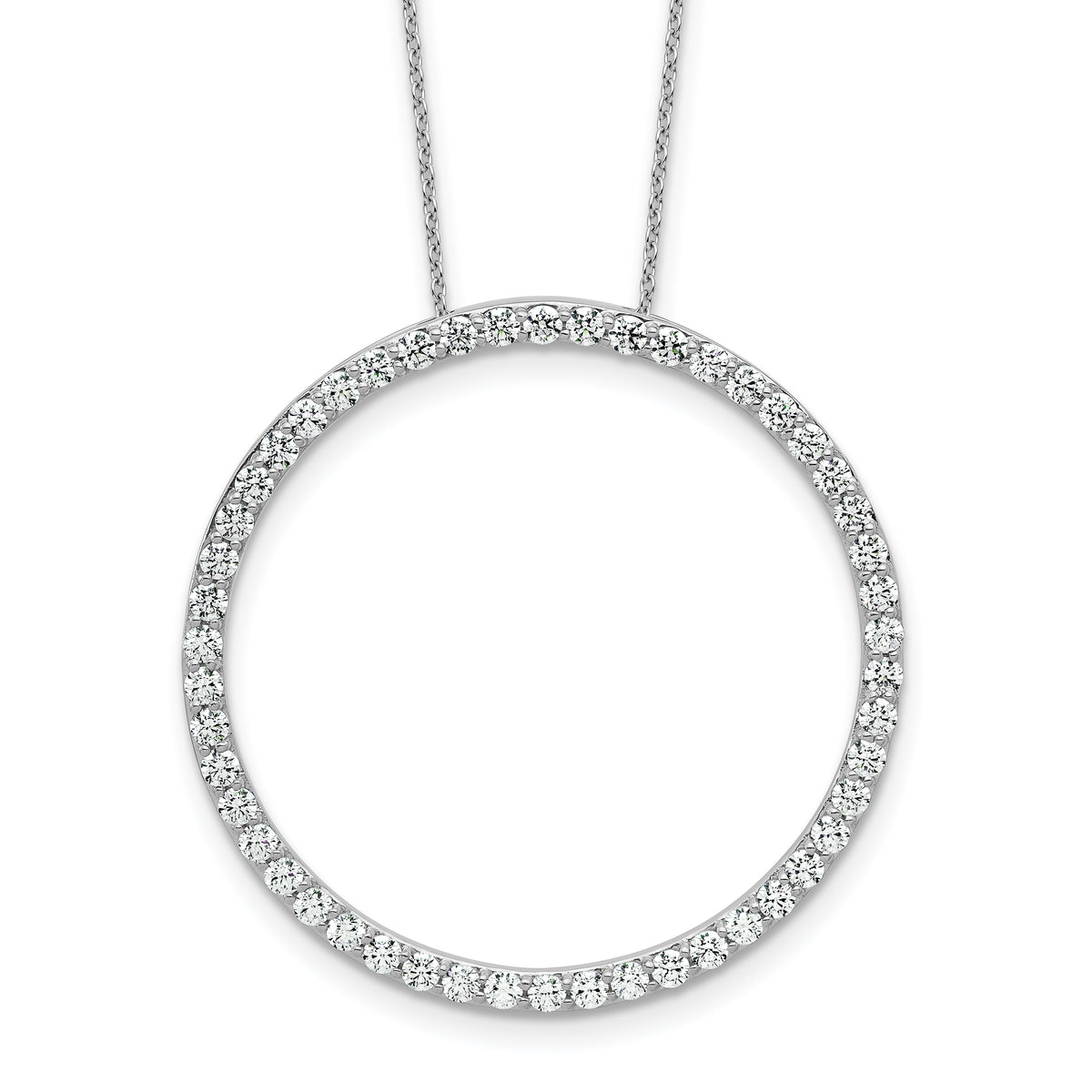 14k White Gold 2 carat Lab Grown Diamond VS+ F+ Complete 18 inch Circle Slide Necklace