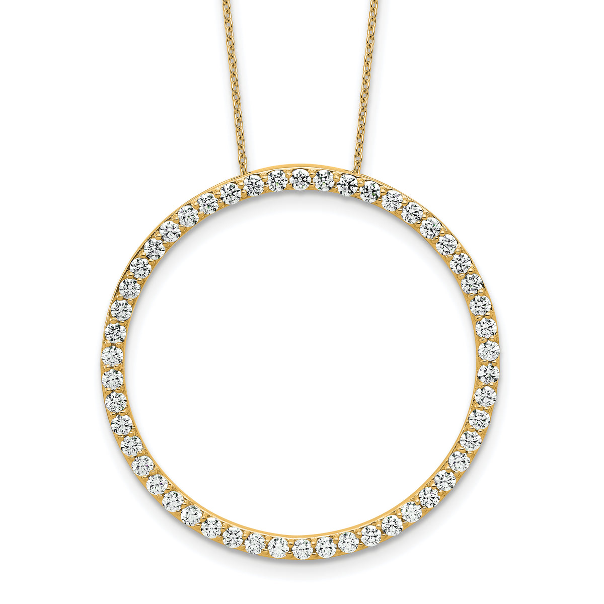 14k 2 carat Lab Grown Diamond VS+ F+ Complete 18 inch Circle Slide Necklace