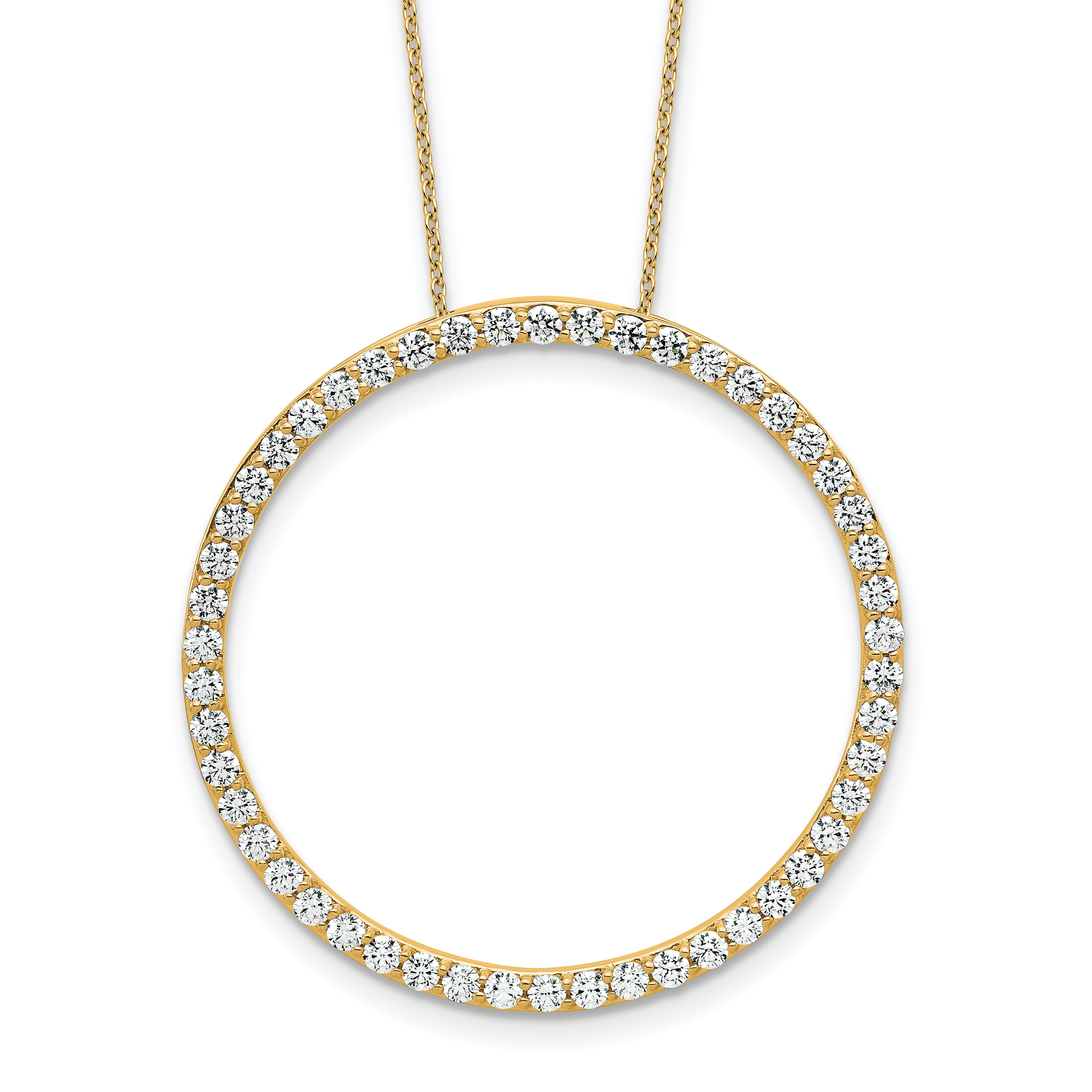14k 2 carat Lab Grown Diamond VS/SI+ G+ Complete 18 inch Circle Slide Necklace