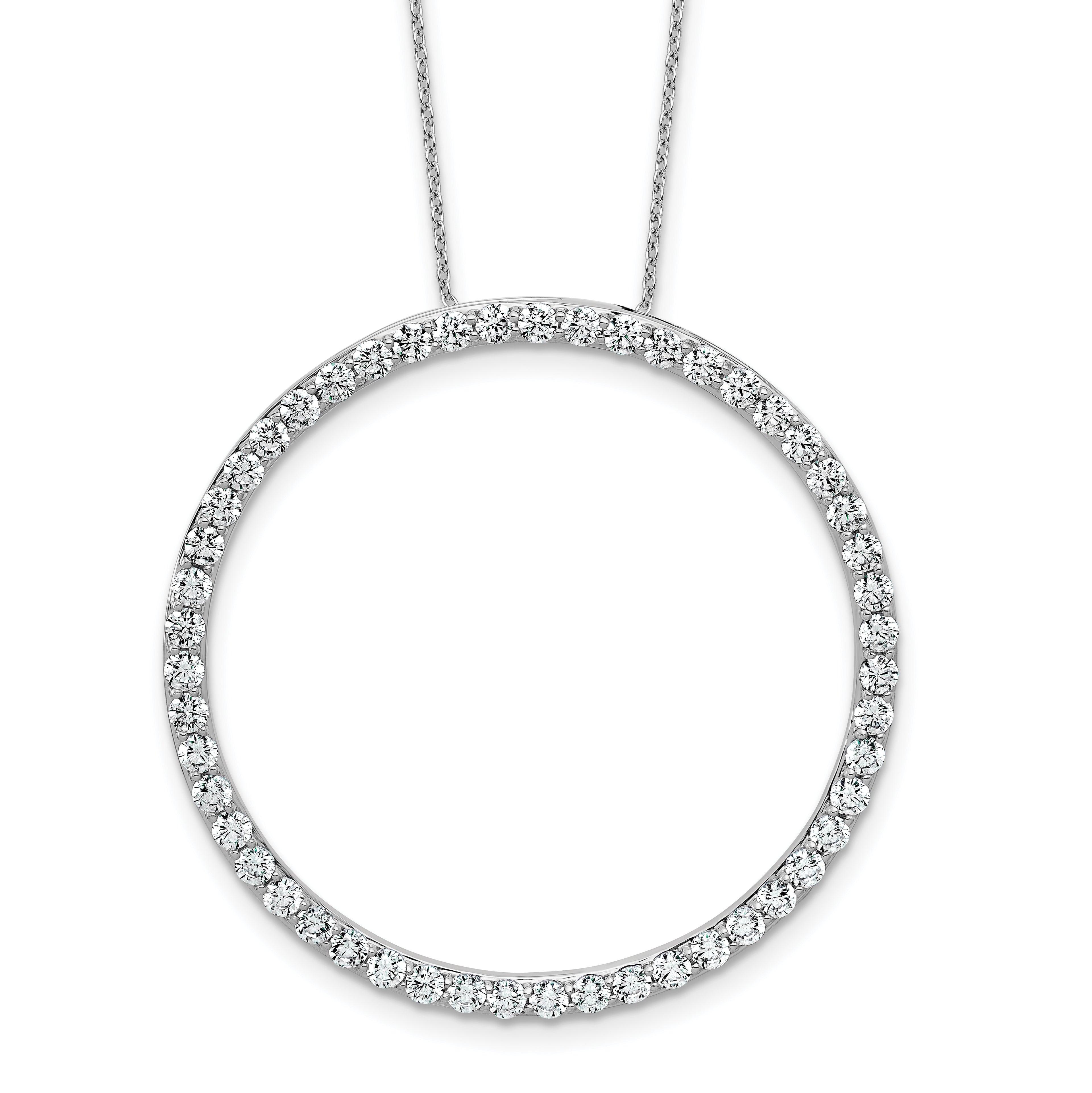 14k White Gold 3 carat Lab Grown Diamond VS/SI+ G+ Complete 18 inch Circle Slide Necklace
