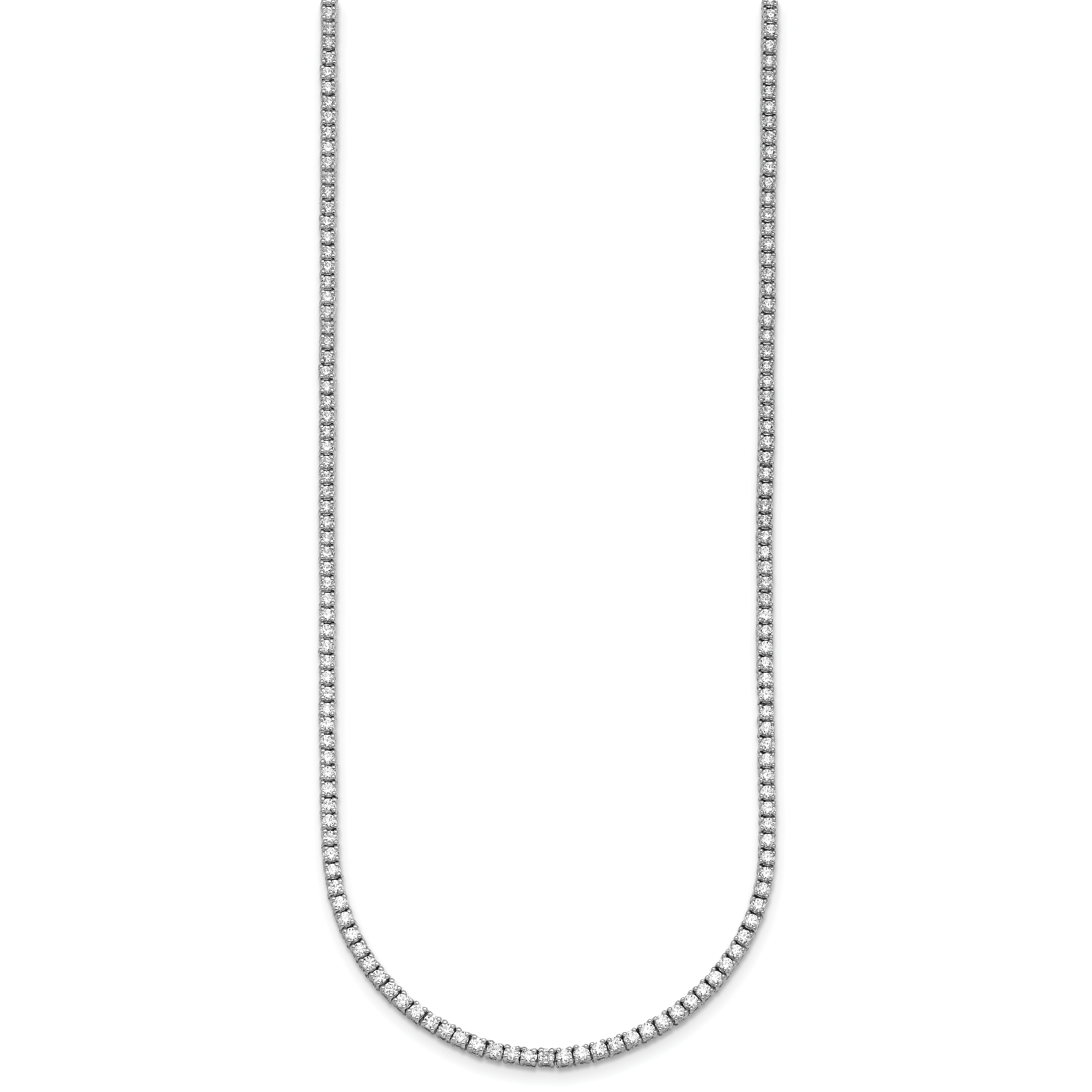 14k White Gold 5 carat Lab Grown Diamond VS+ F+ Complete Round 20 inch Straight Tennis Necklace Secondary image