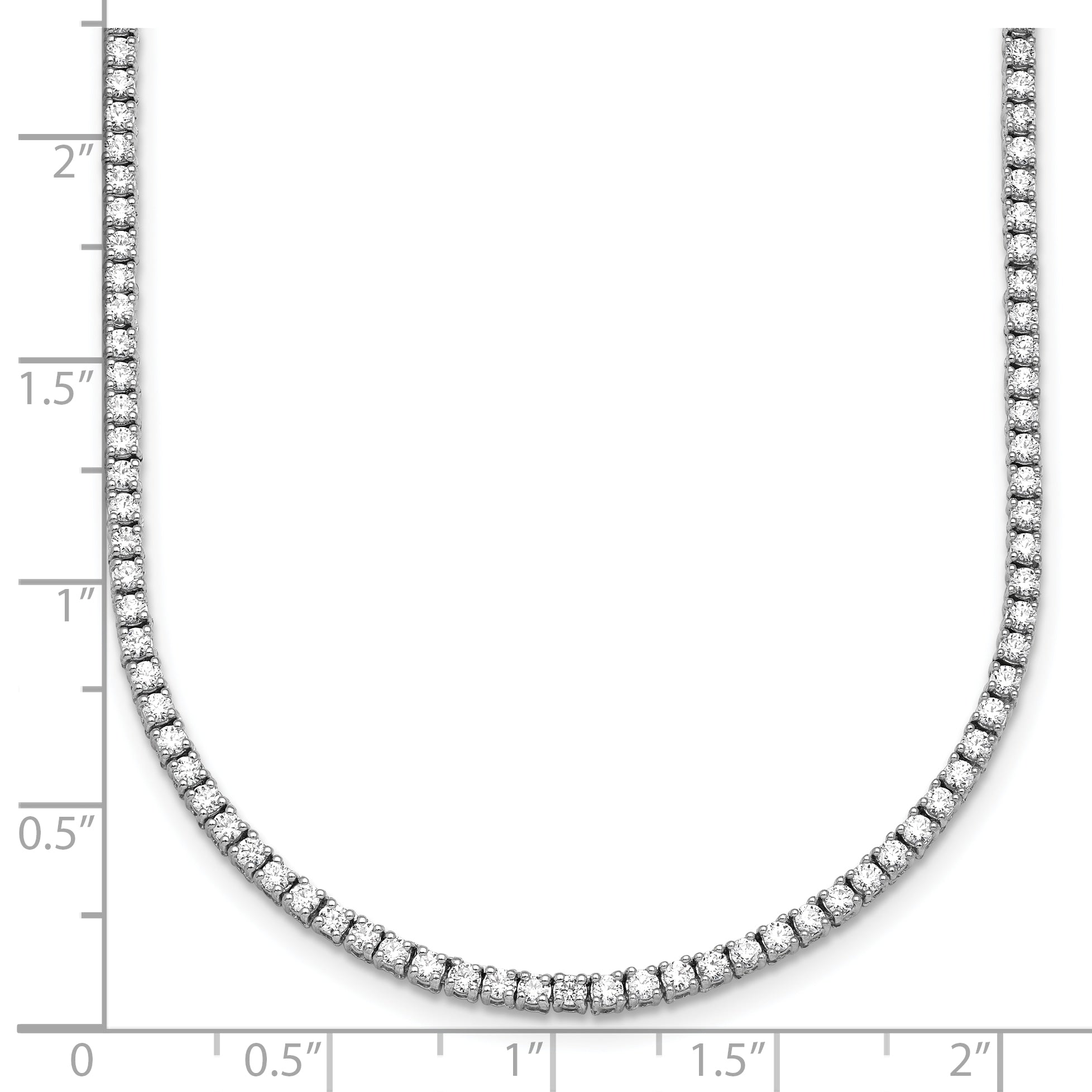 14k White Gold 6 carat Lab Grown Diamond VS/SI+ G+ Complete Round 24 inch Straight Tennis Necklace