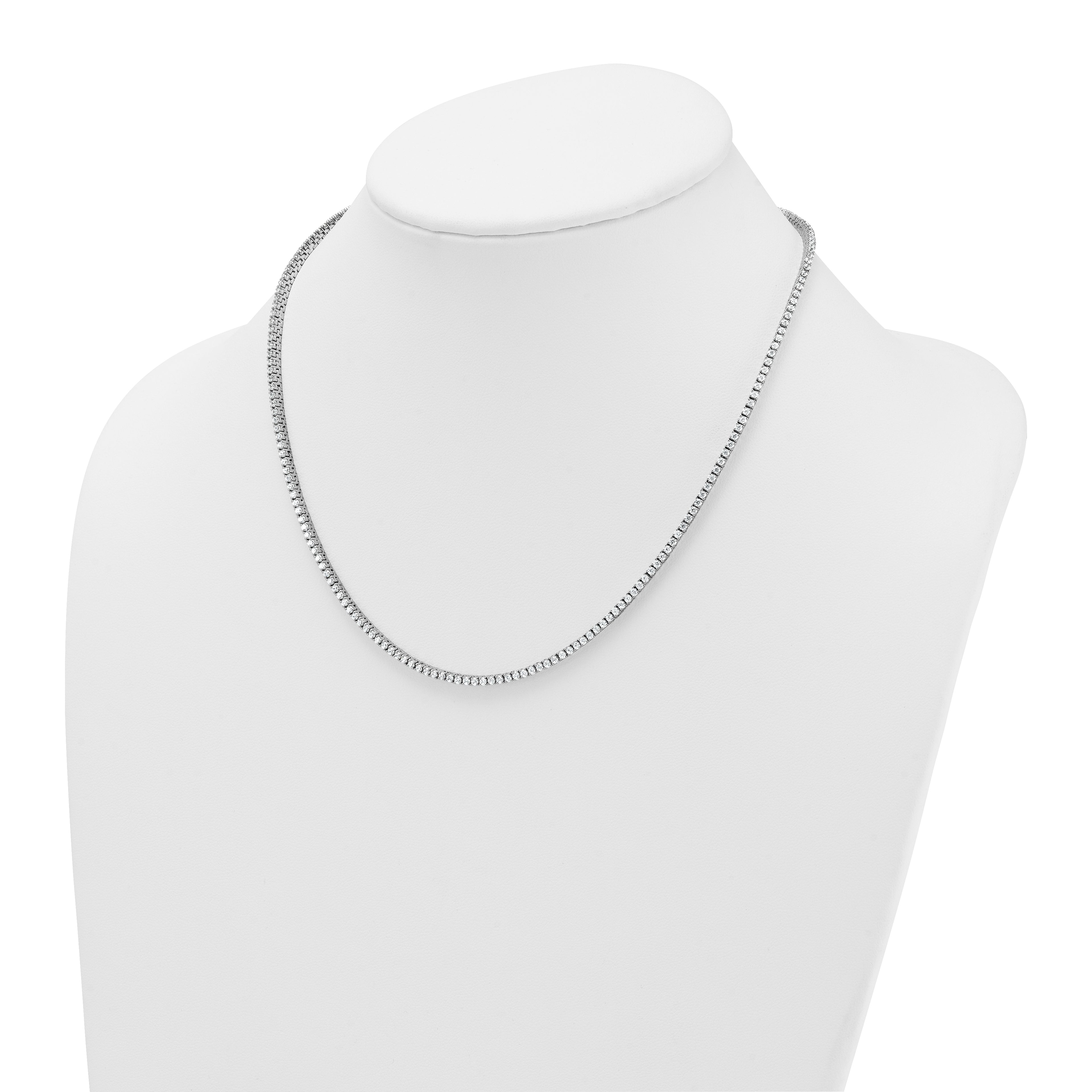 14k White Gold 4 1/2 carat Lab Grown Diamond VS+ F+ Complete Round 18 inch Straight Tennis Necklace