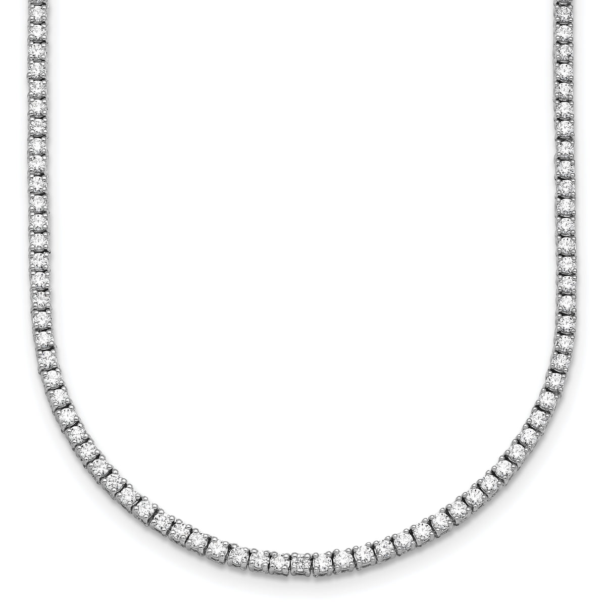 14k White Gold 6 carat Lab Grown Diamond VS/SI+ G+ Complete Round 24 inch Straight Tennis Necklace