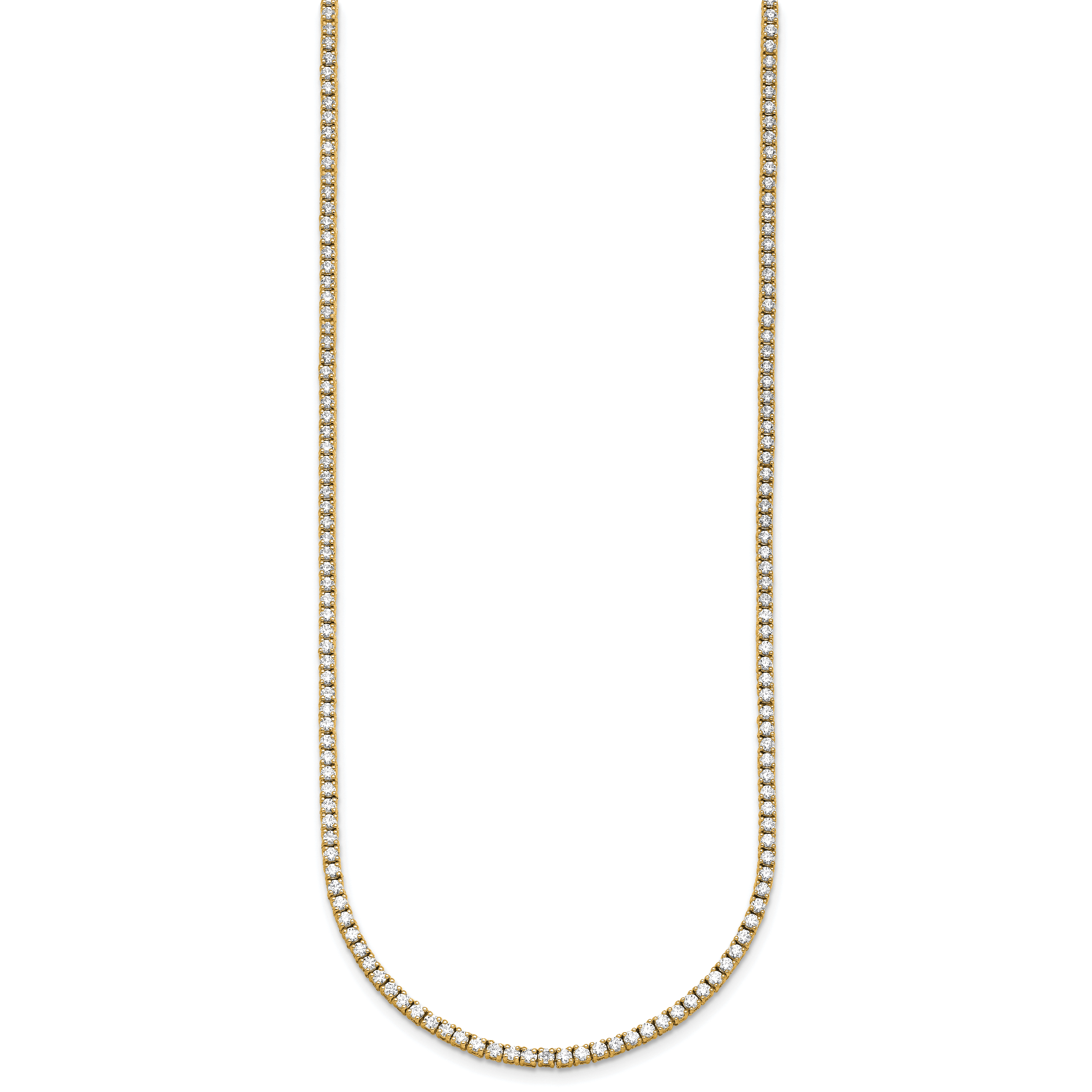 14k 5 carat Lab Grown Diamond VS/SI+ G+ Complete Round 20 inch Straight Tennis Necklace