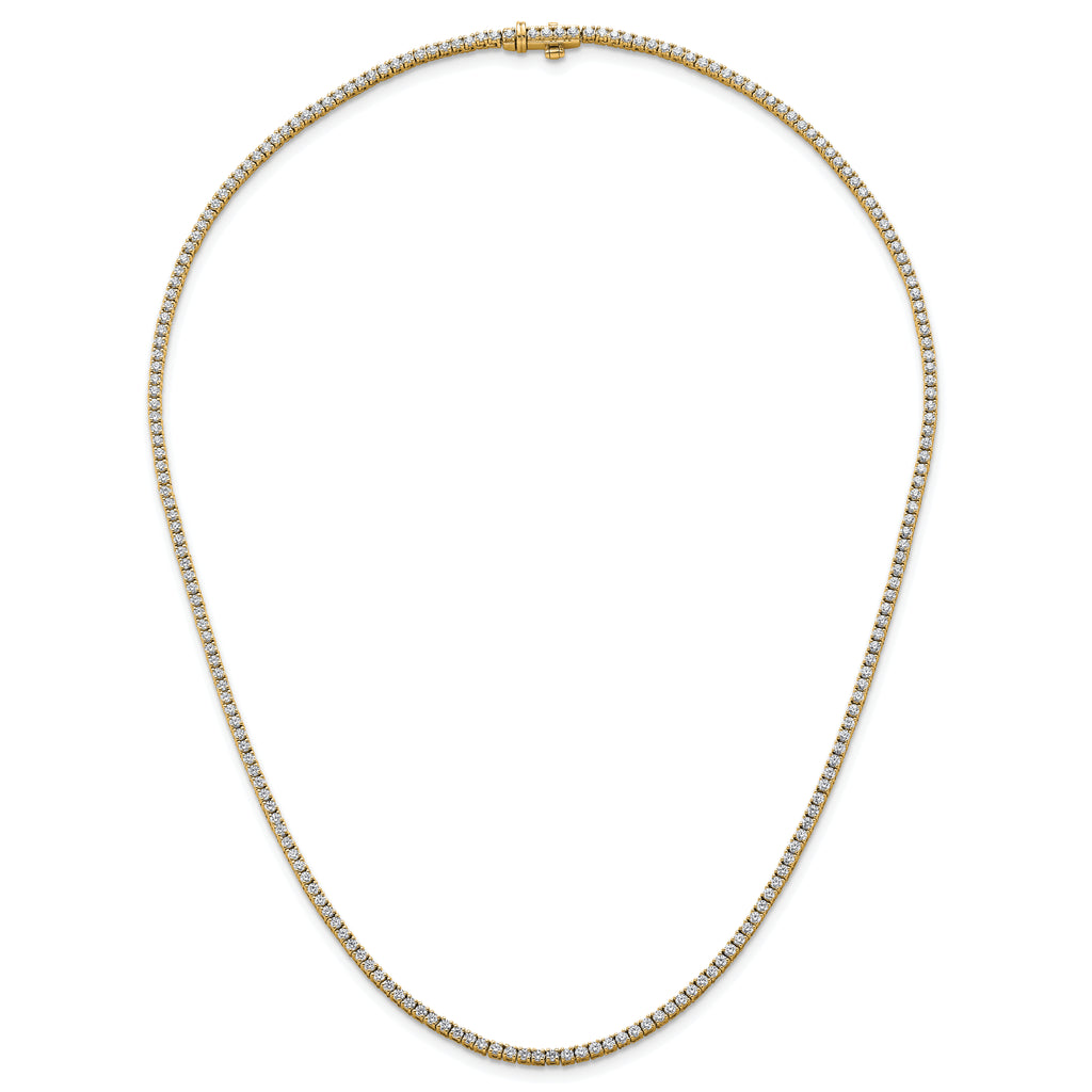 14k 4 1/2 carat Lab Grown Diamond VS+ F+ Complete Round 18 inch Straight Tennis Necklace
