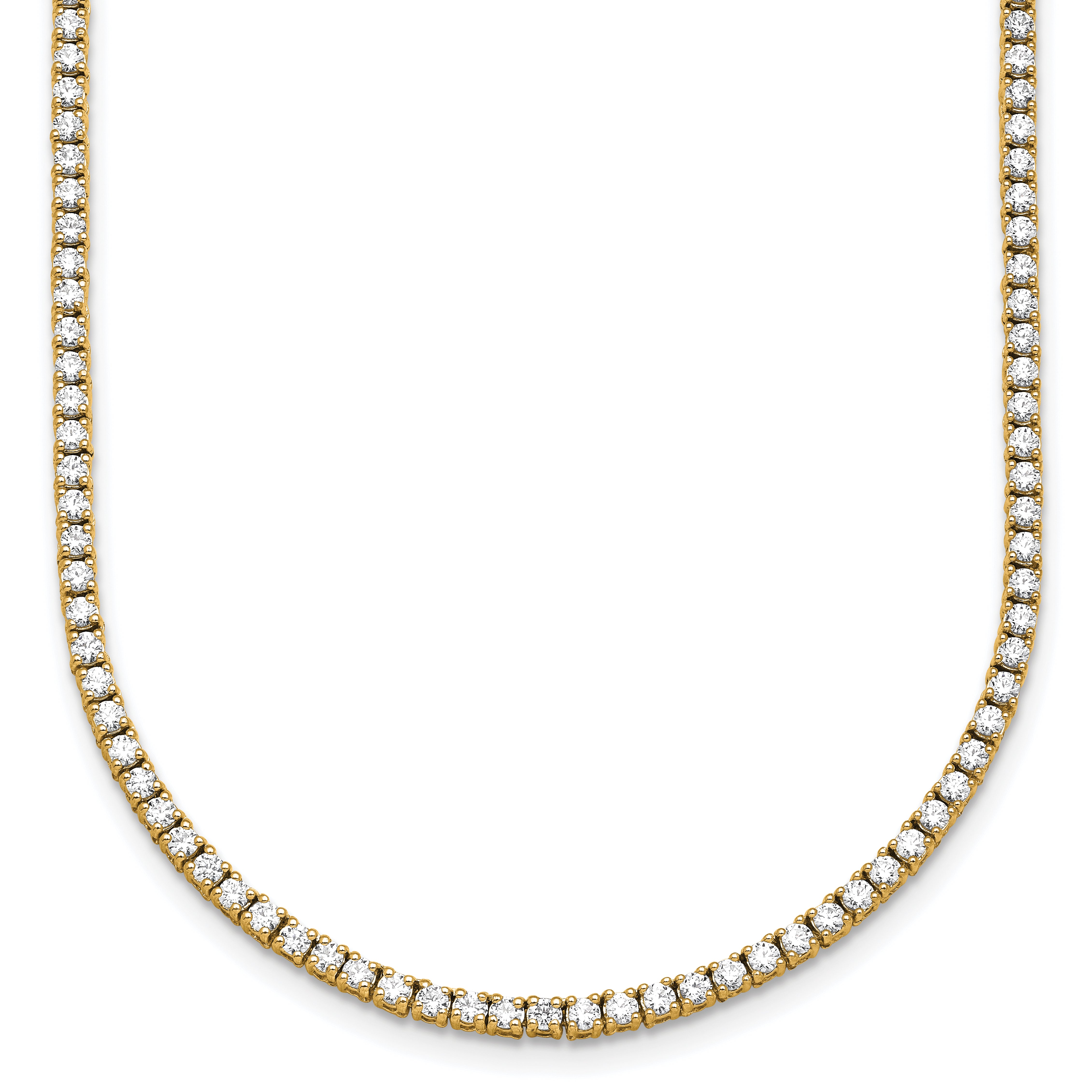 14k 4 1/2 carat Lab Grown Diamond VS+ F+ Complete Round 18 inch Straight Tennis Necklace