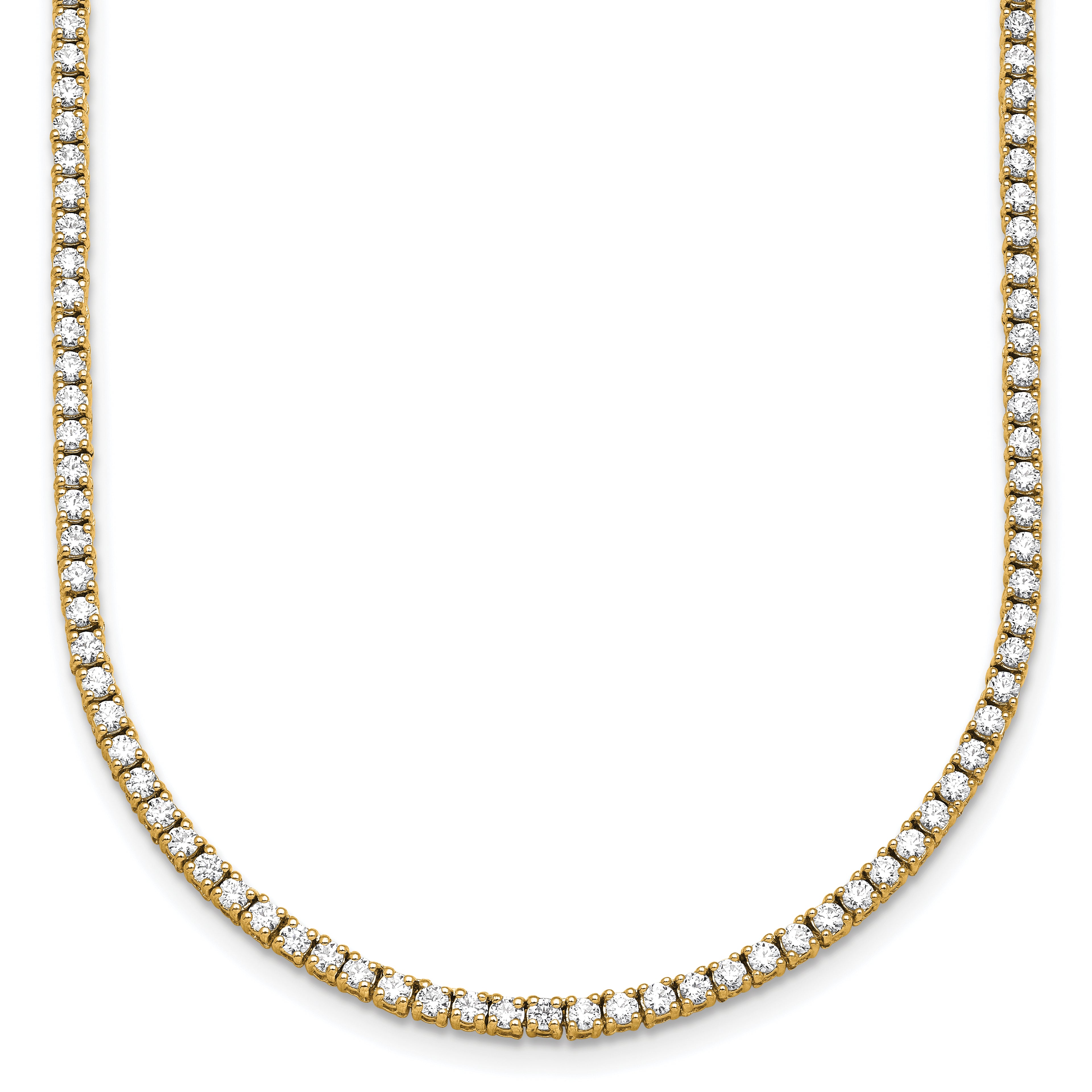 14k 4 1/2 carat Lab Grown Diamond VS+ F+ Complete Round 18 inch Straight Tennis Necklace