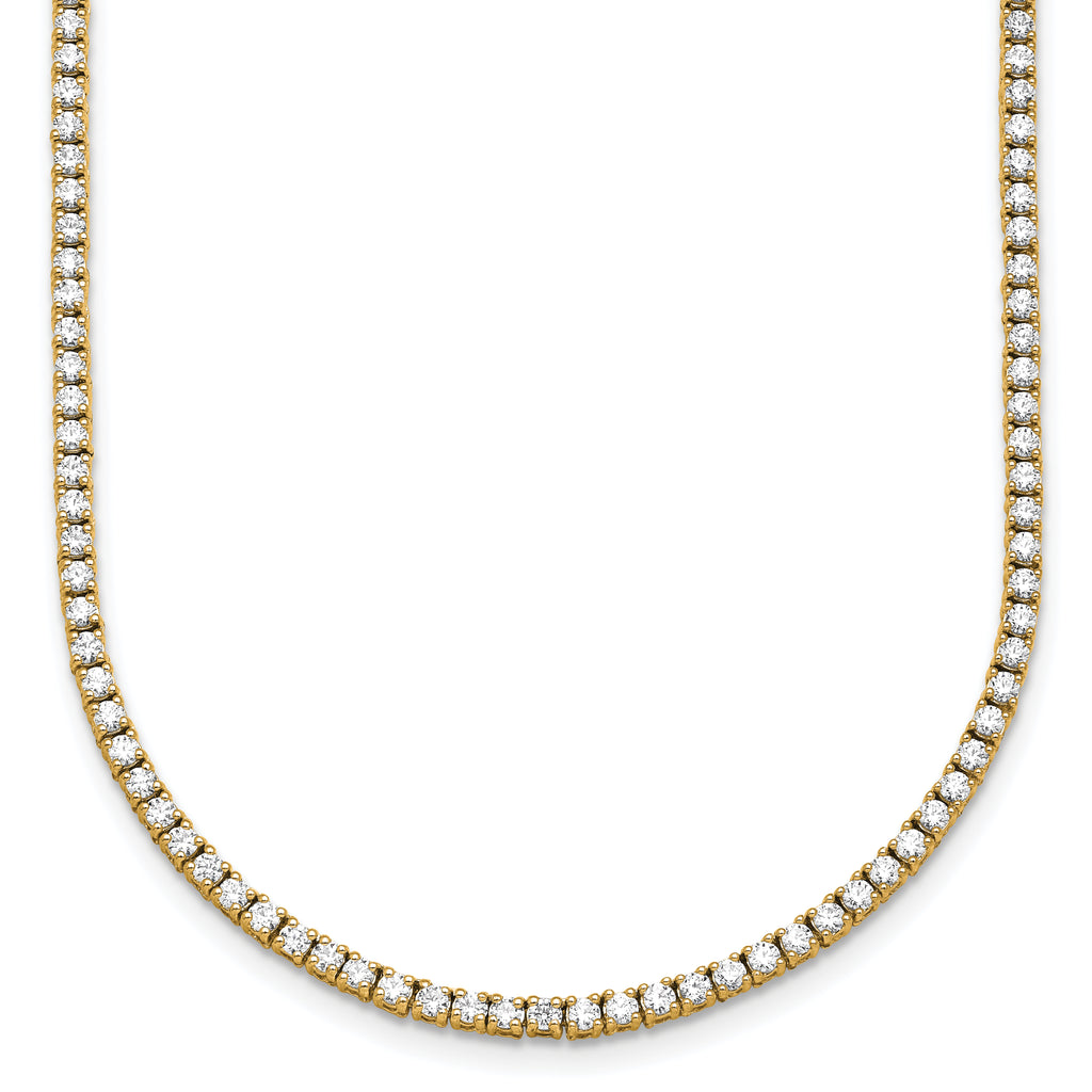 14k 5 1/2 carat Lab Grown Diamond VS+ F+ Complete Round 22 inch Straight Tennis Necklace