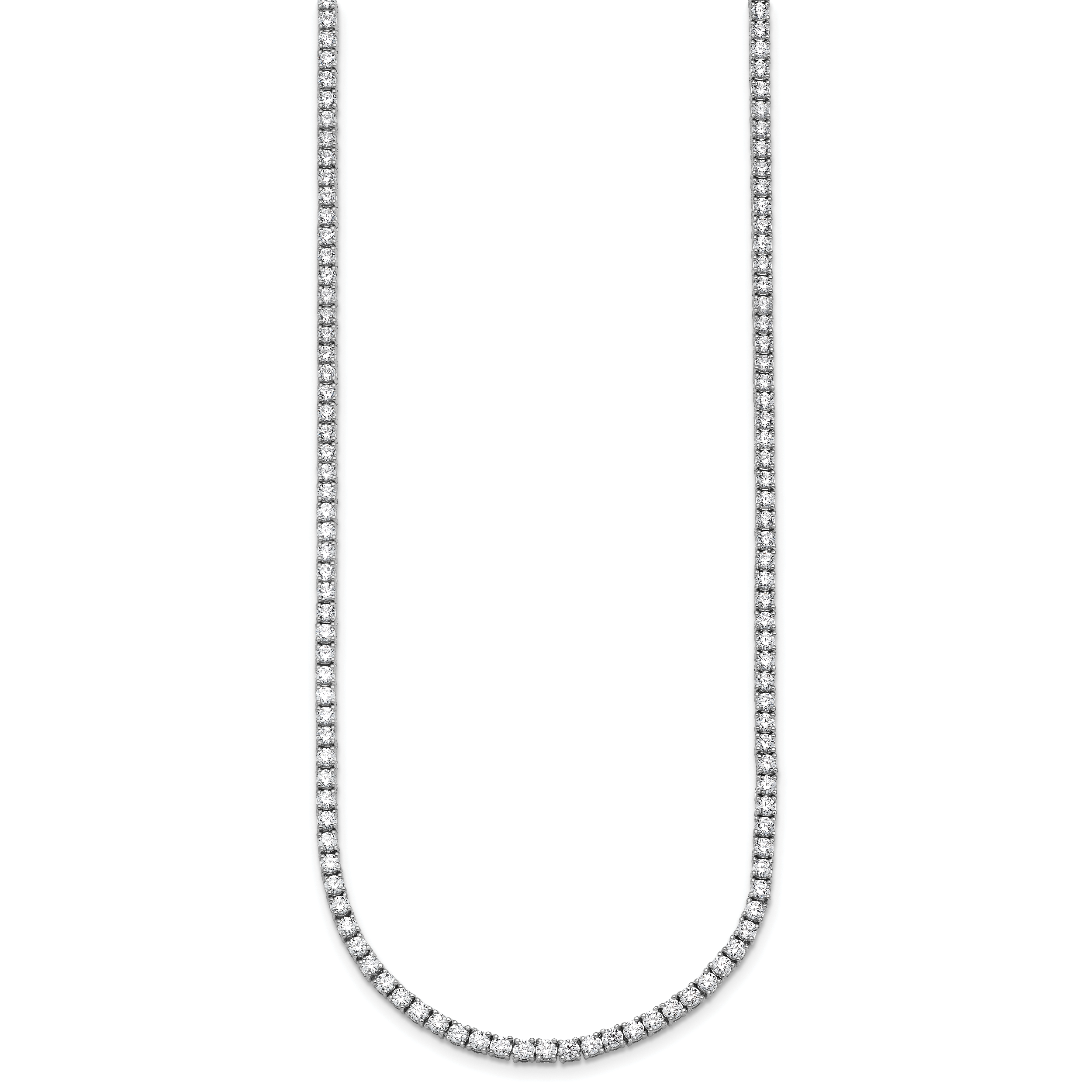 14k White Gold 9 carat Lab Grown Diamond VS/SI+ G+ Complete Round 18 inch Straight Tennis Necklace