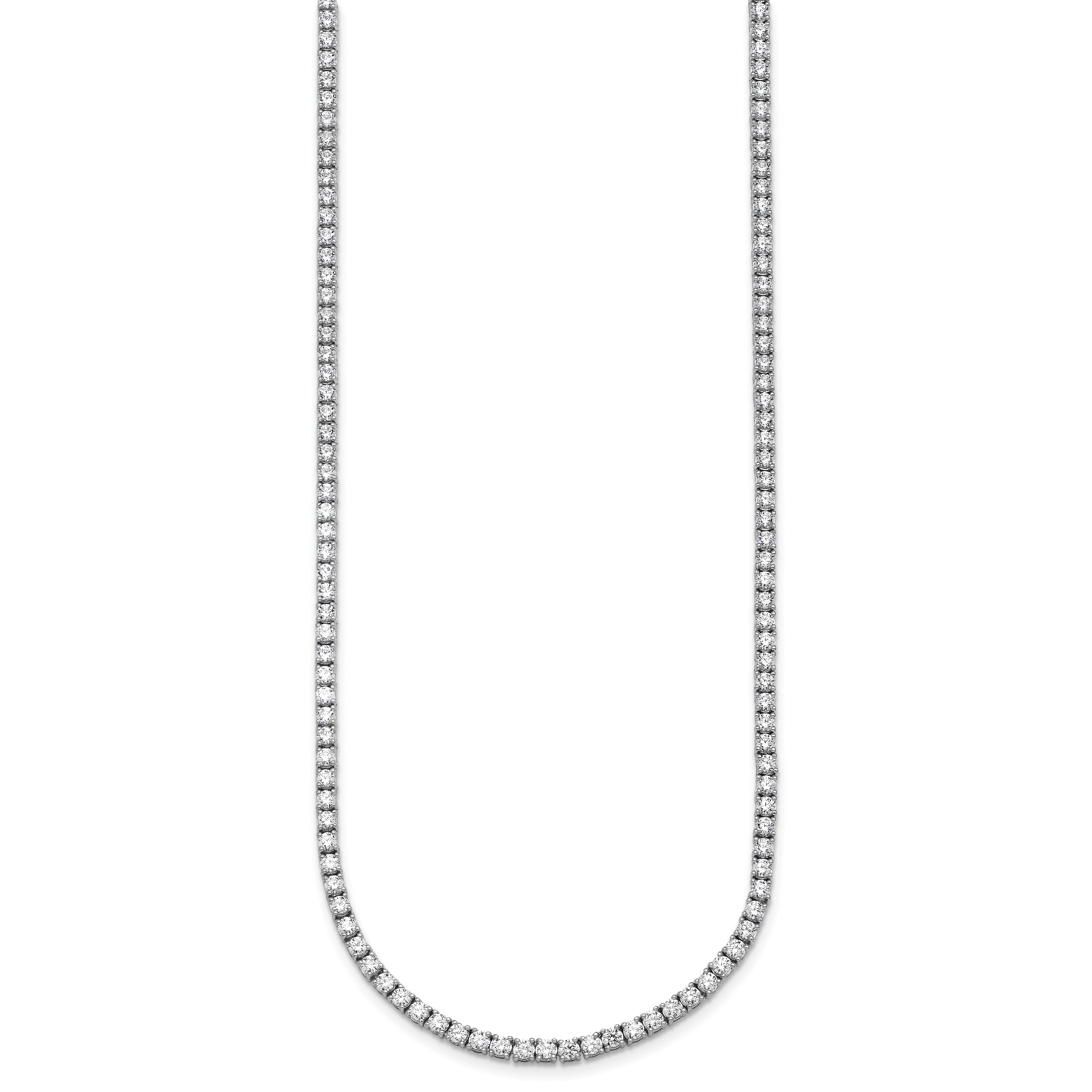 14k White Gold 12 carat Lab Grown Diamond VS/SI+ G+ Complete Round 24 inch Straight Tennis Necklace