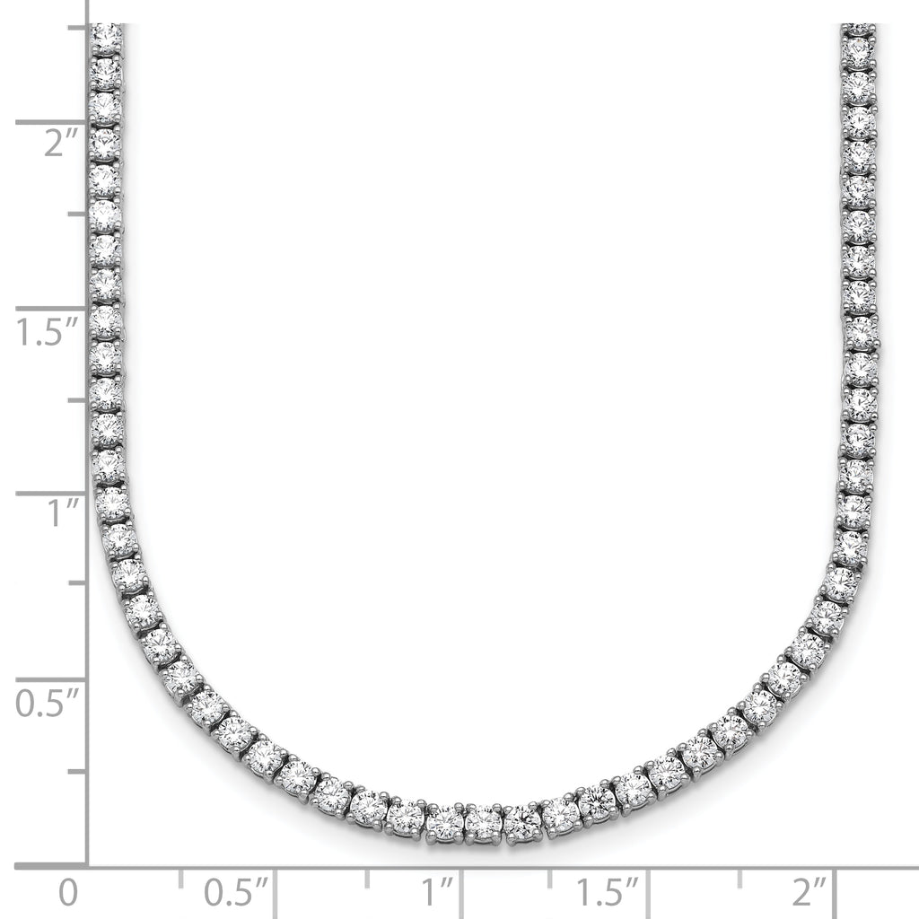 14k White Gold 11 carat Lab Grown Diamond VS/SI+ G+ Complete Round 22 inch Straight Tennis Necklace