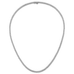 14k White Gold 9 carat Lab Grown Diamond VS+ F+ Complete Round 18 inch Straight Tennis Necklace