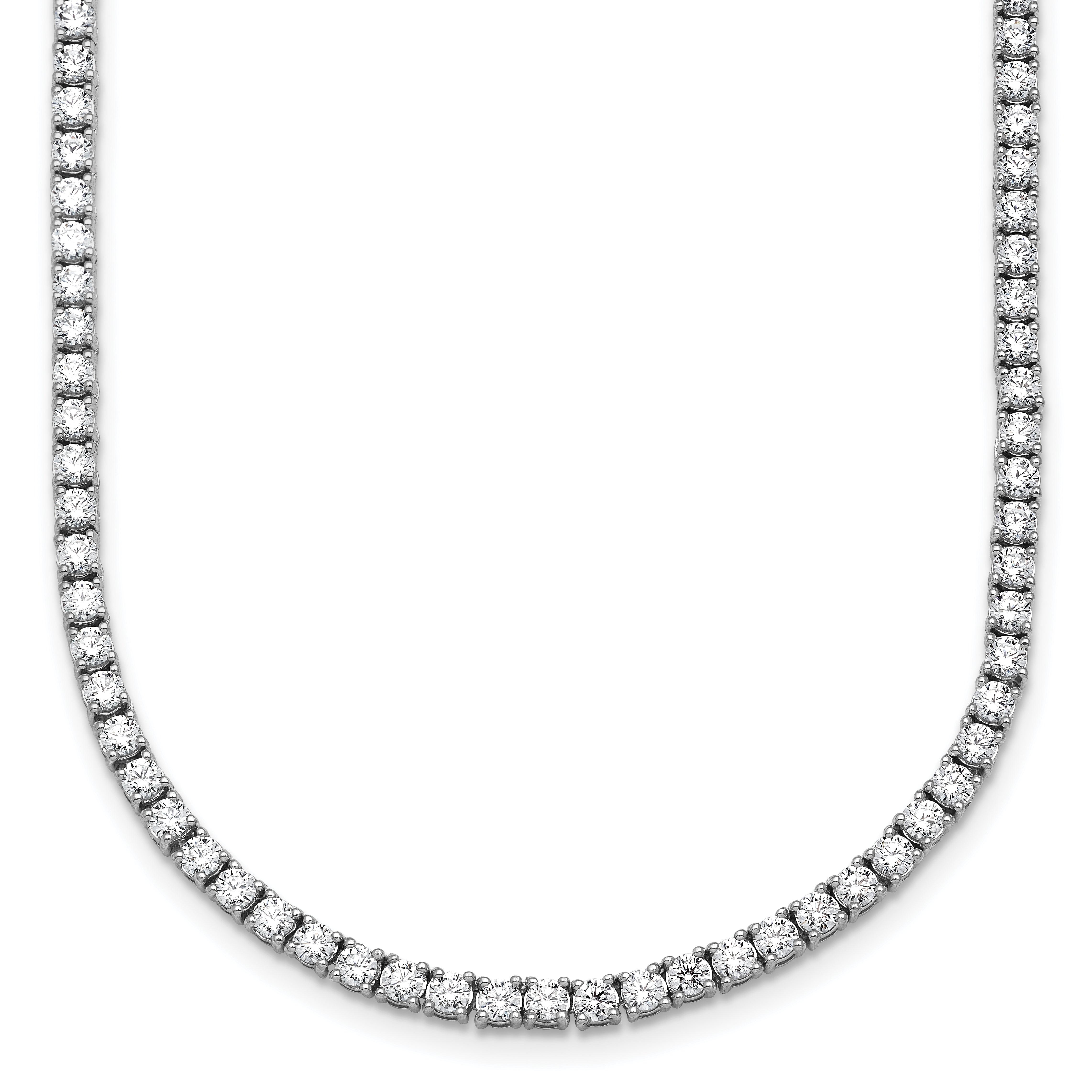 14k White Gold 12 carat Lab Grown Diamond VS+ F+ Complete Round 24 inch Straight Tennis Necklace