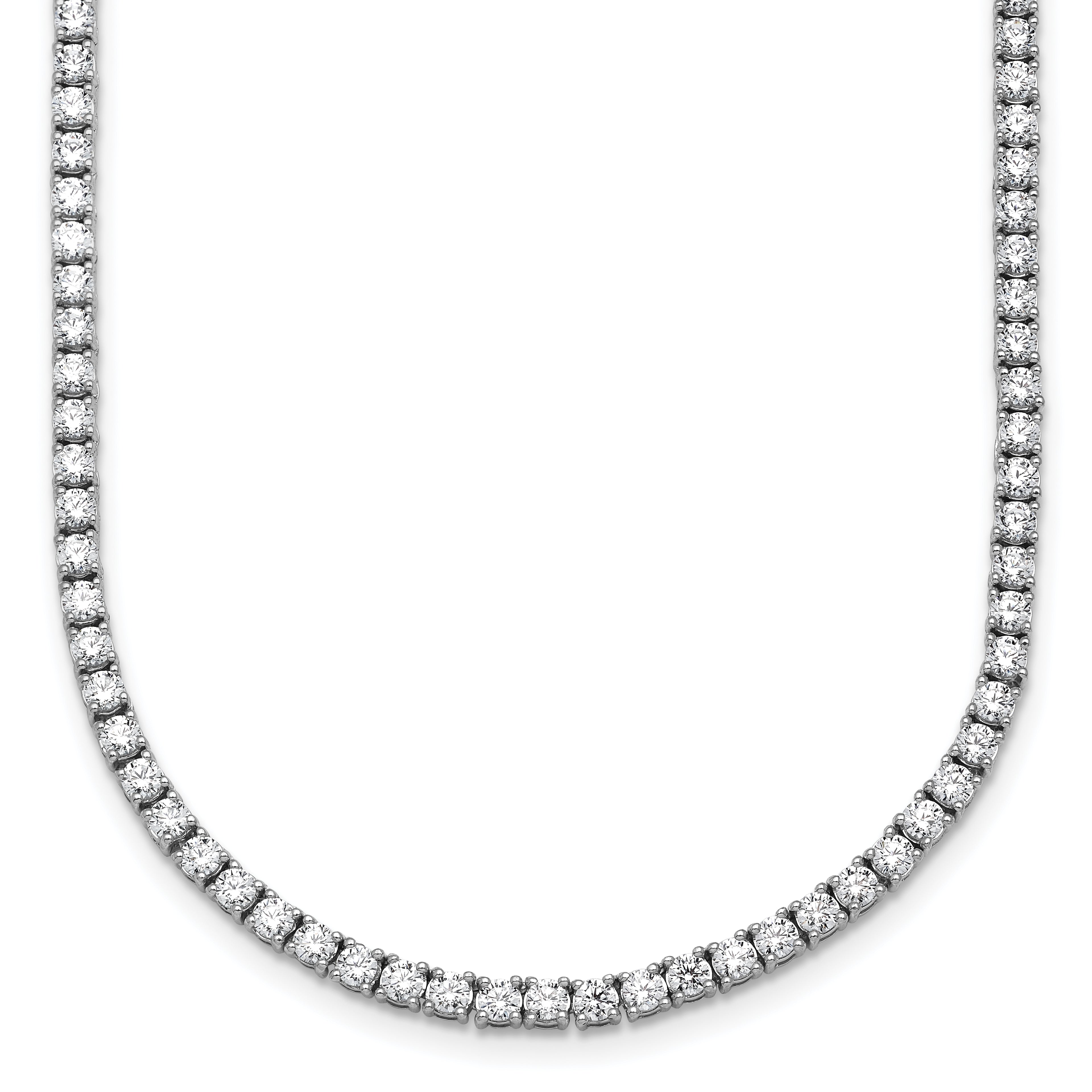 14k White Gold 10 carat Lab Grown Diamond VS/SI+ G+ Complete Round 20 inch Straight Tennis Necklace