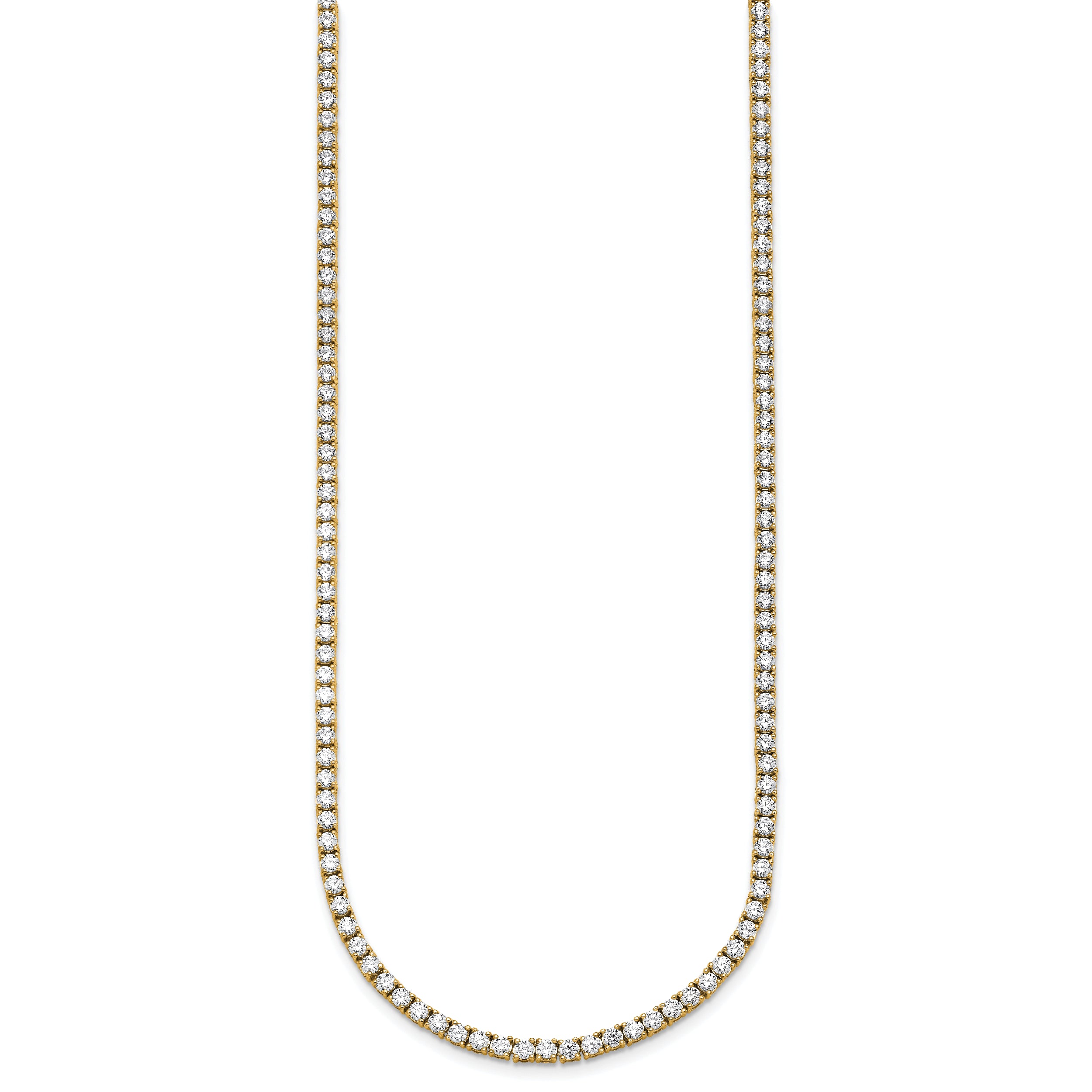 14k 10 carat Lab Grown Diamond VS+ F+ Complete Round 20 inch Straight Tennis Necklace