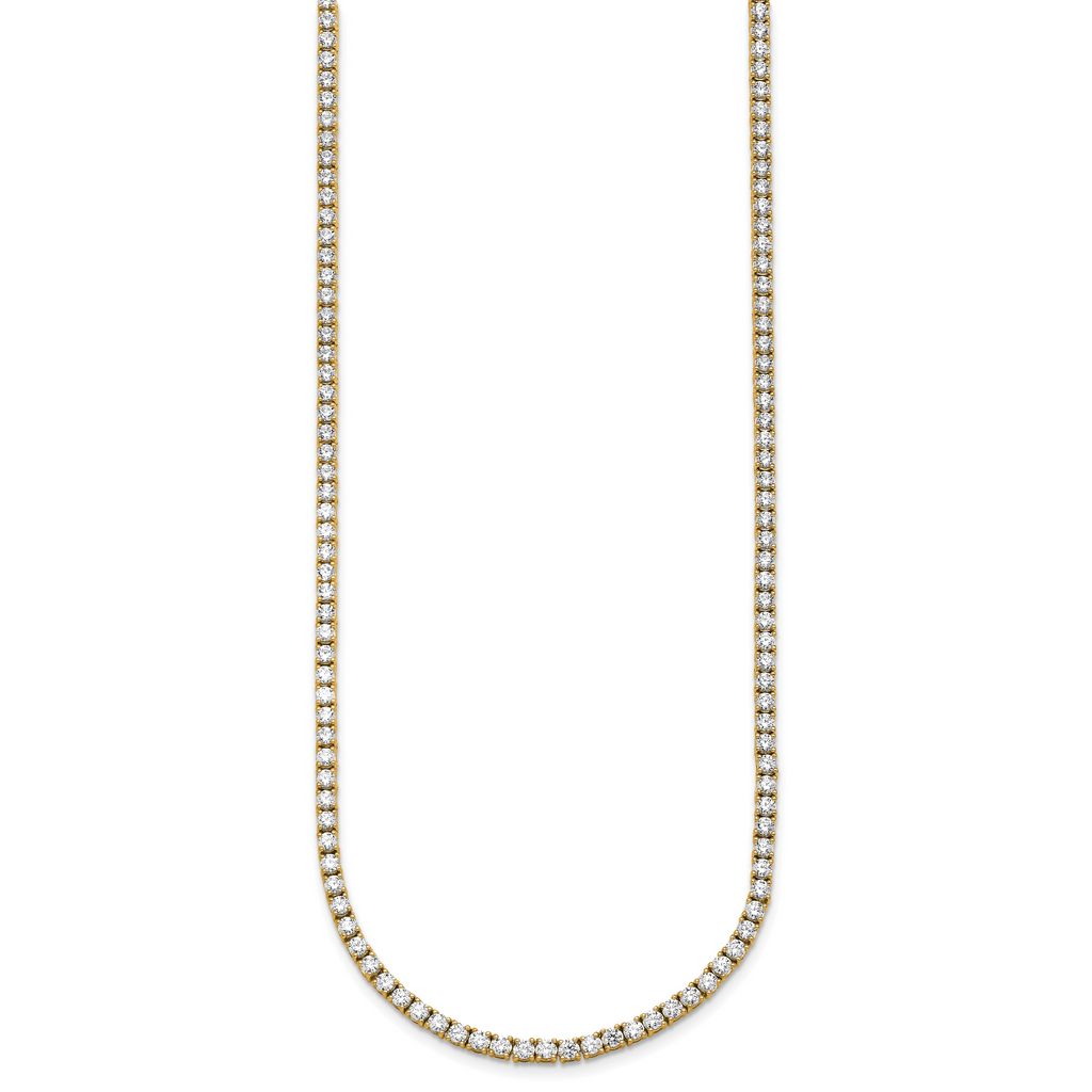 14k 11 carat Lab Grown Diamond VS/SI+ G+ Complete Round 22 inch Straight Tennis Necklace