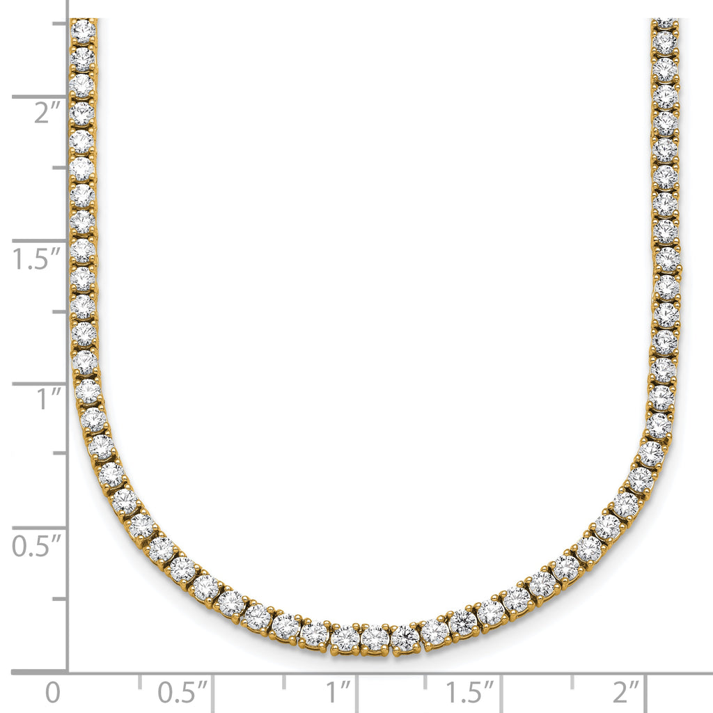 14k 11 carat Lab Grown Diamond VS+ F+ Complete Round 22 inch Straight Tennis Necklace