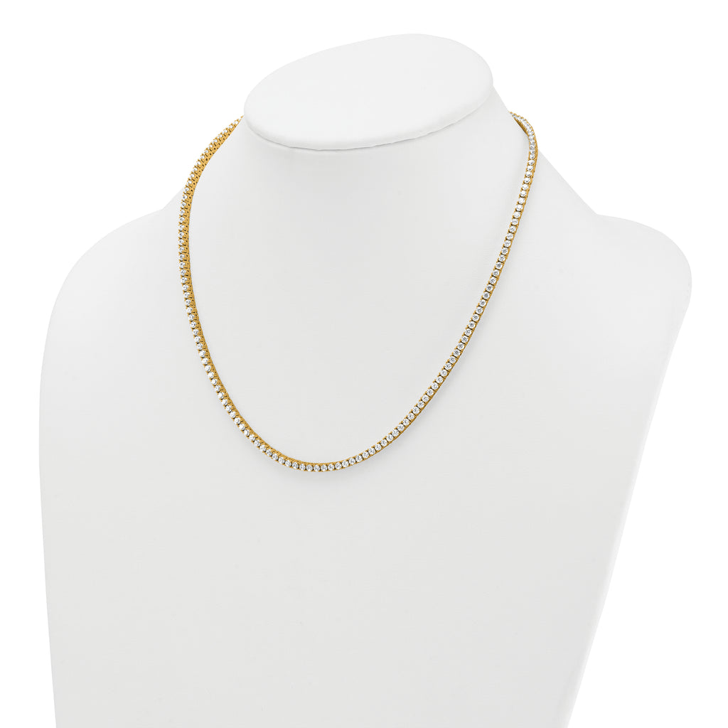 14k 9 carat Lab Grown Diamond VS+ F+ Complete Round 18 inch Straight Tennis Necklace