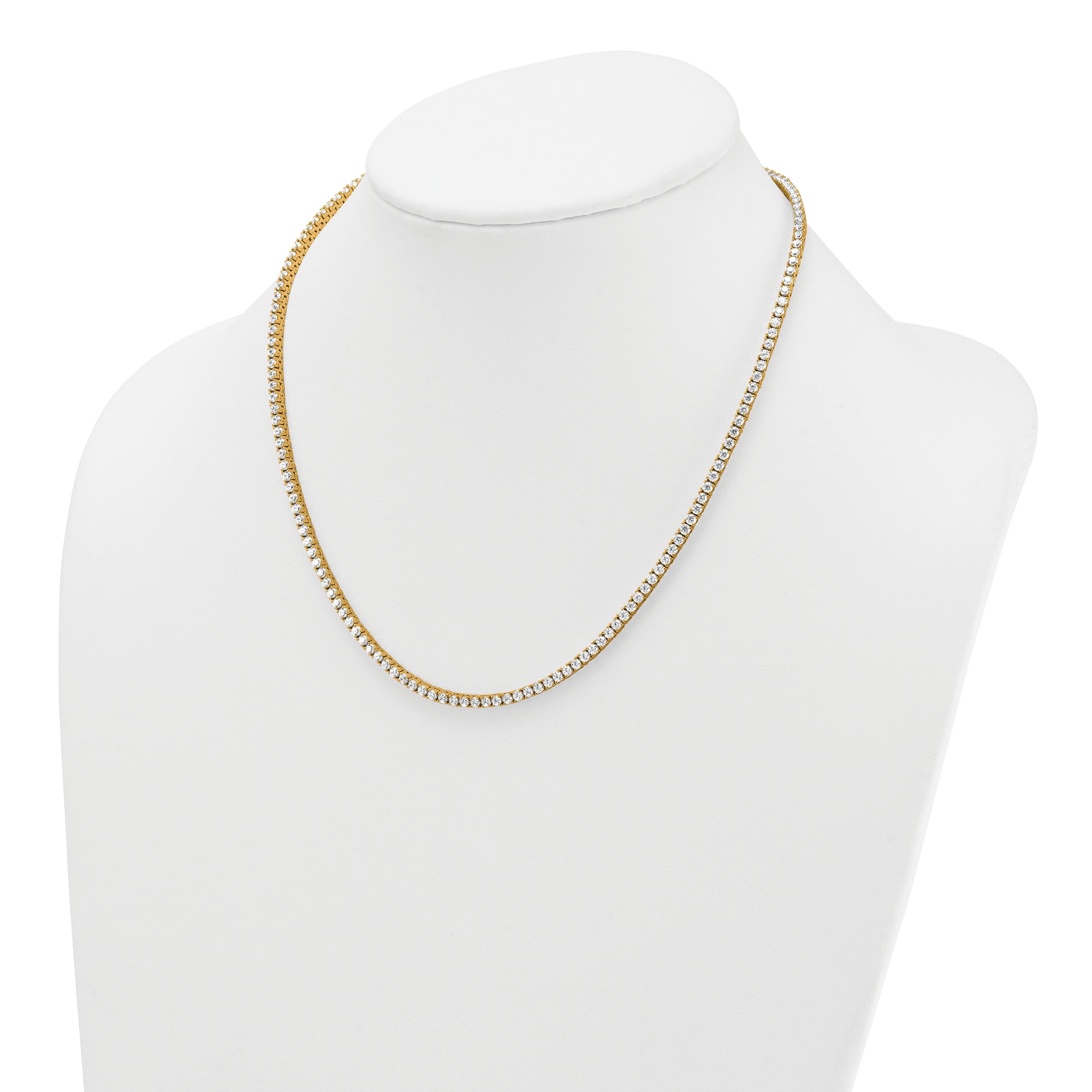 14k 9 carat Lab Grown Diamond VS+ F+ Complete Round 18 inch Straight Tennis Necklace