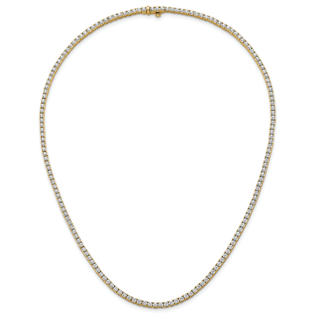 14k 9 carat Lab Grown Diamond VS+ F+ Complete Round 18 inch Straight Tennis Necklace