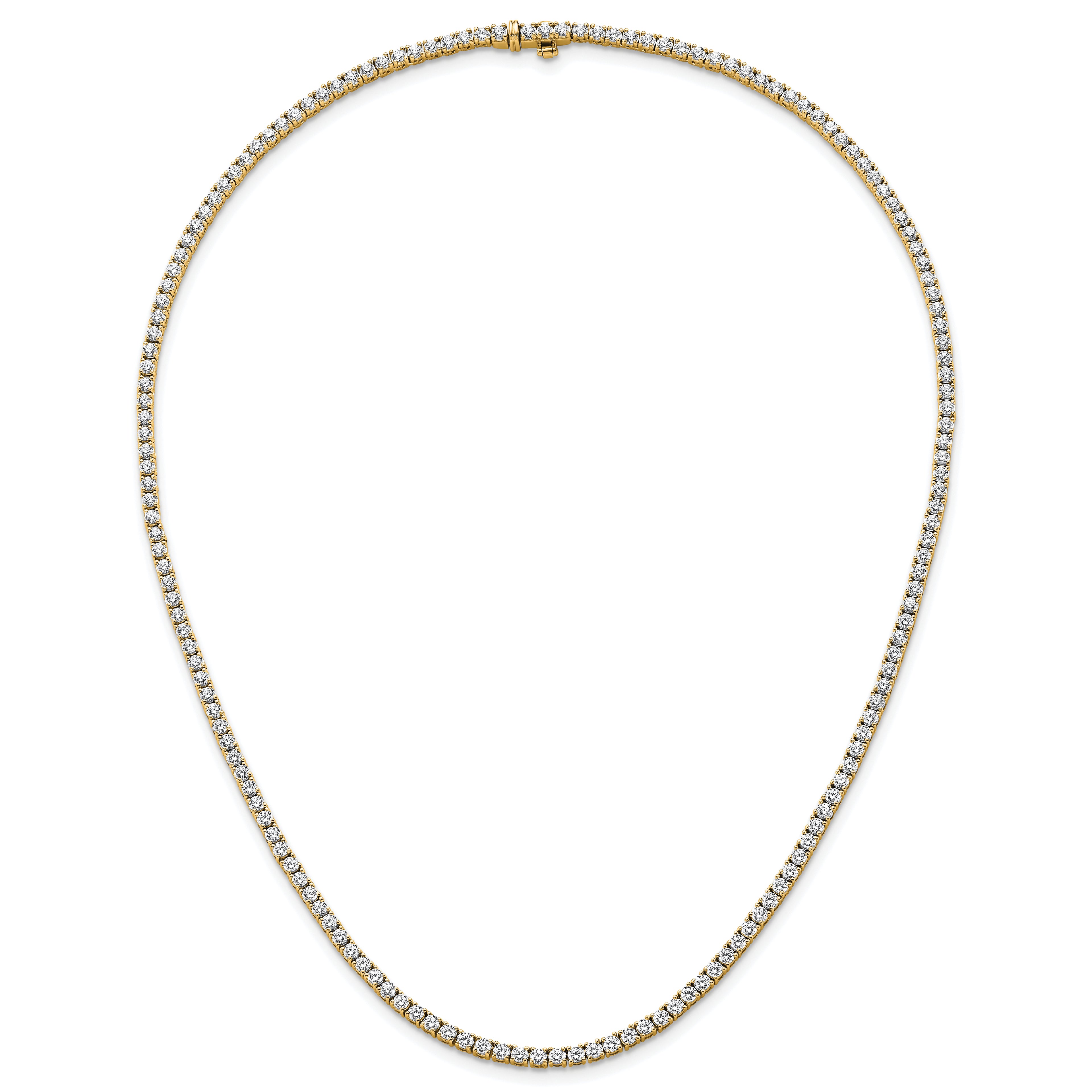 14k 9 carat Lab Grown Diamond VS+ F+ Complete Round 18 inch Straight Tennis Necklace