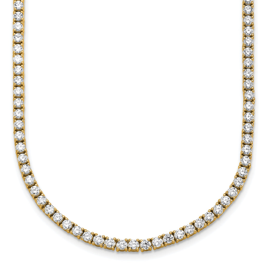14k 12 carat Lab Grown Diamond VS+ F+ Complete Round 24 inch Straight Tennis Necklace