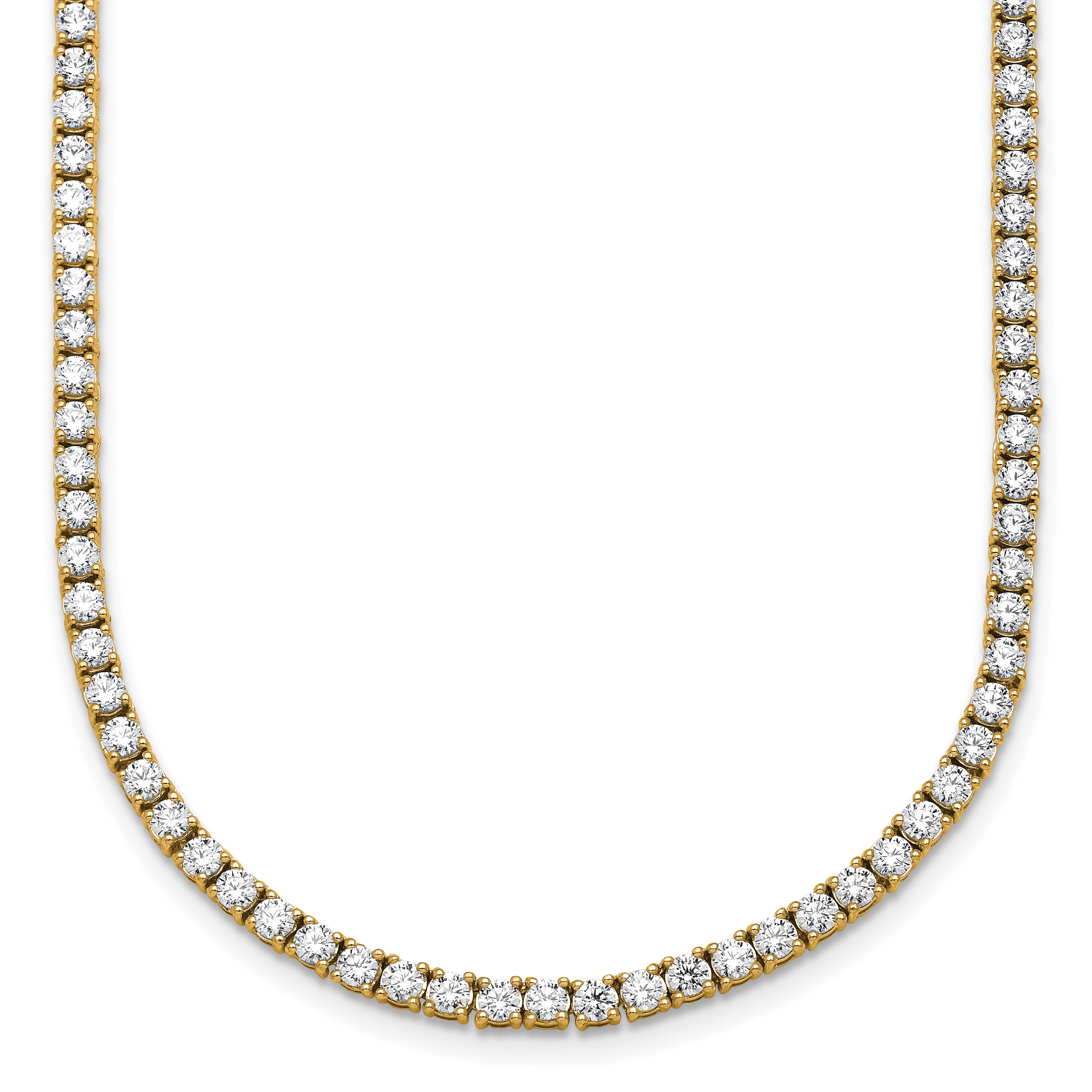 14k 10 carat Lab Grown Diamond VS/SI+ G+ Complete Round 20 inch Straight Tennis Necklace