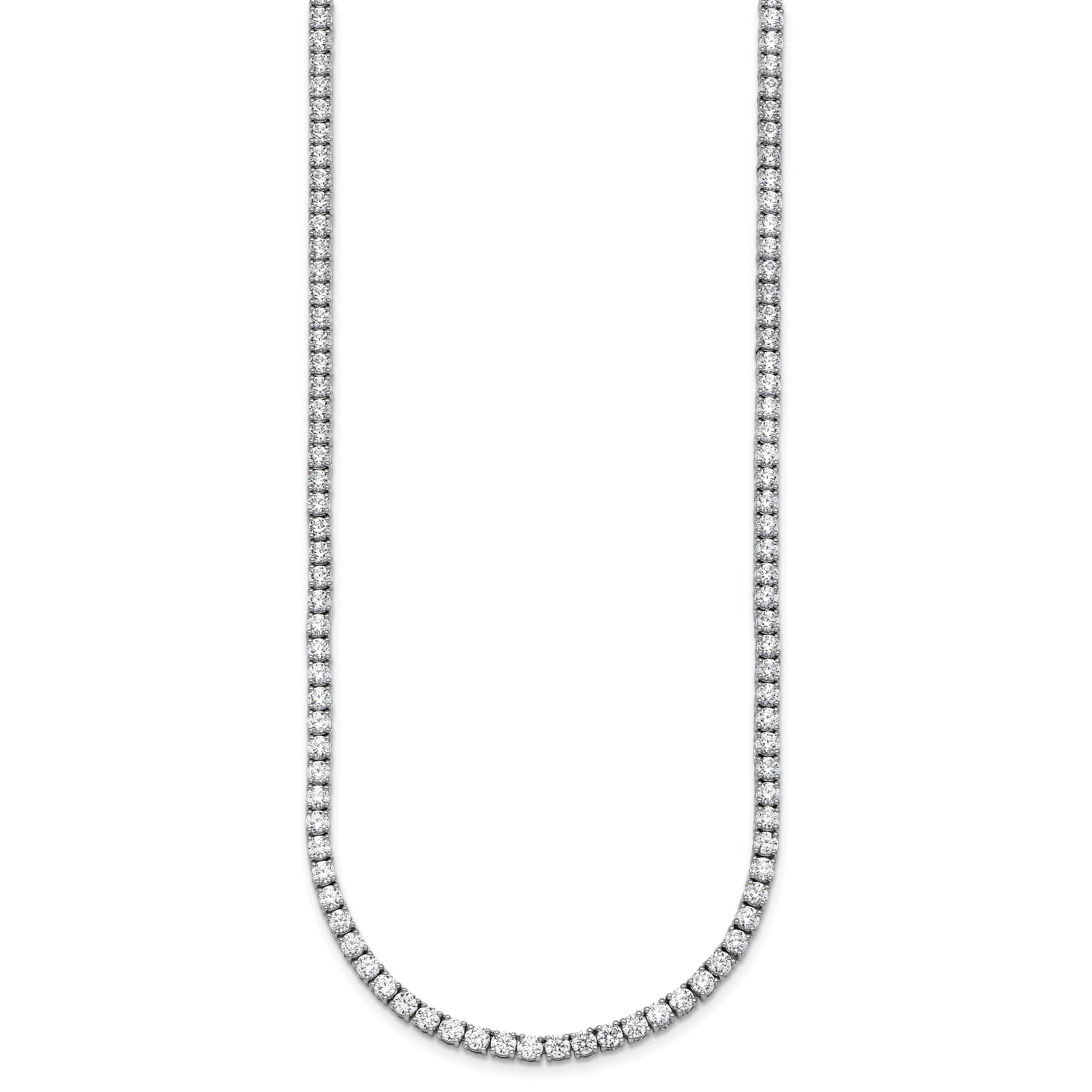 14k White Gold 13 1/2 carat Lab Grown Diamond VS+ F+ Complete Round 18 inch Straight Tennis Necklace