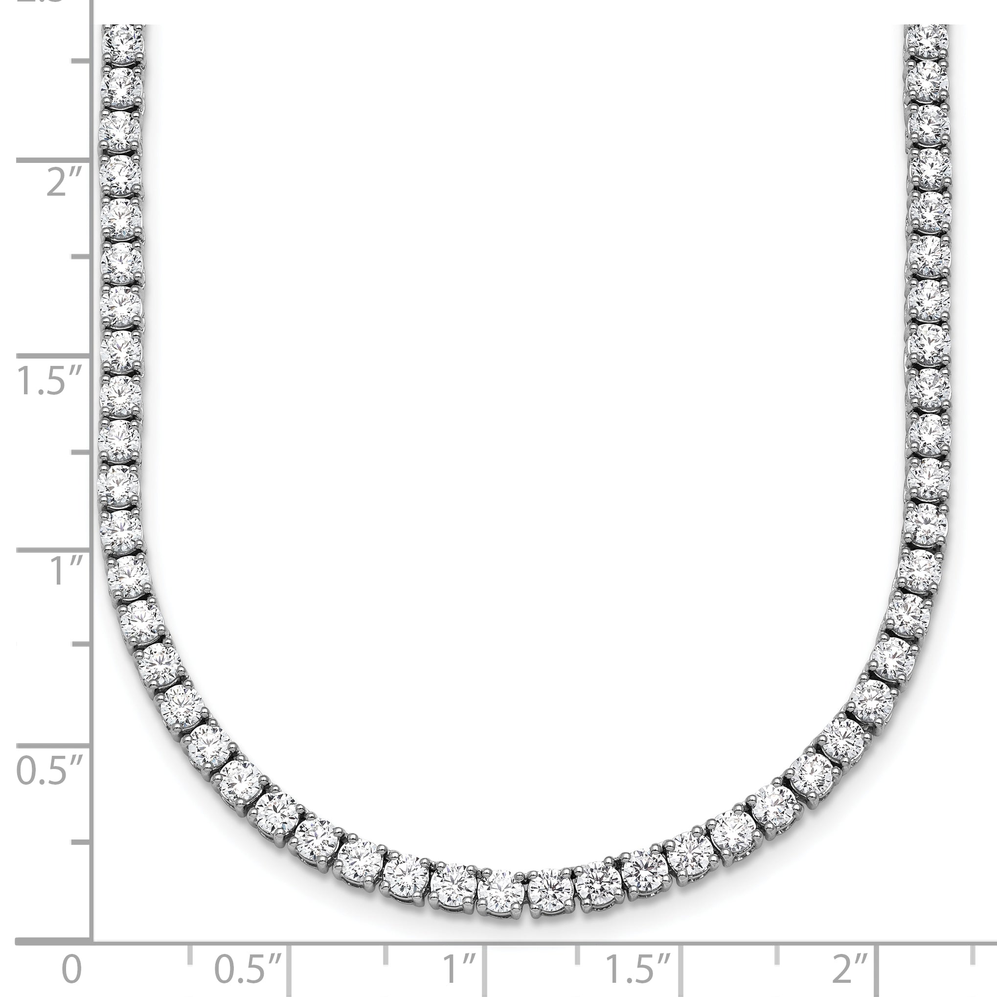 14k White Gold 17 7/8 carat Lab Grown Diamond VS+ F+ Complete Round 24 inch Straight Tennis Necklace