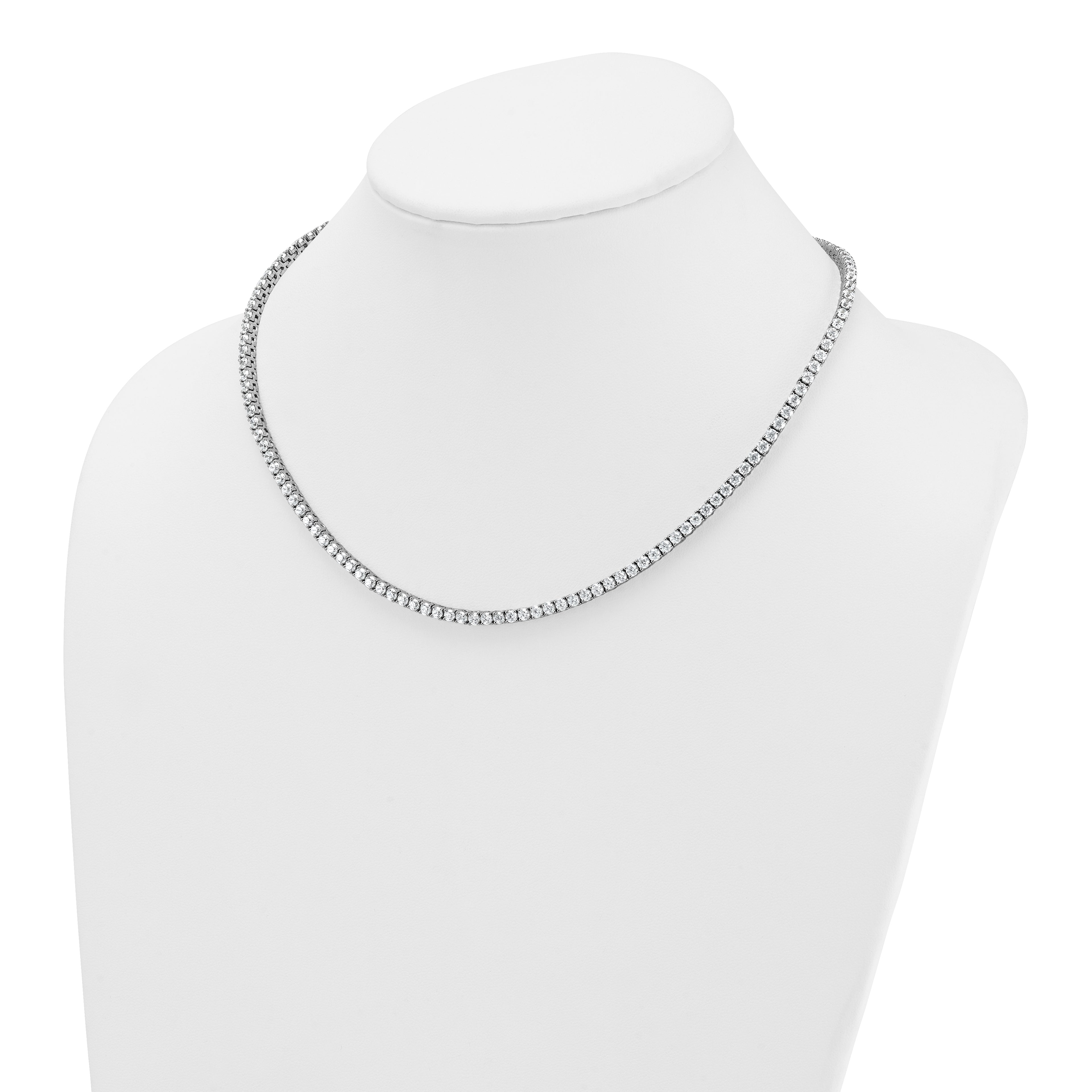 14k White Gold 13 1/2 carat Lab Grown Diamond VS/SI+ G+ Complete Round 18 inch Straight Tennis Necklace