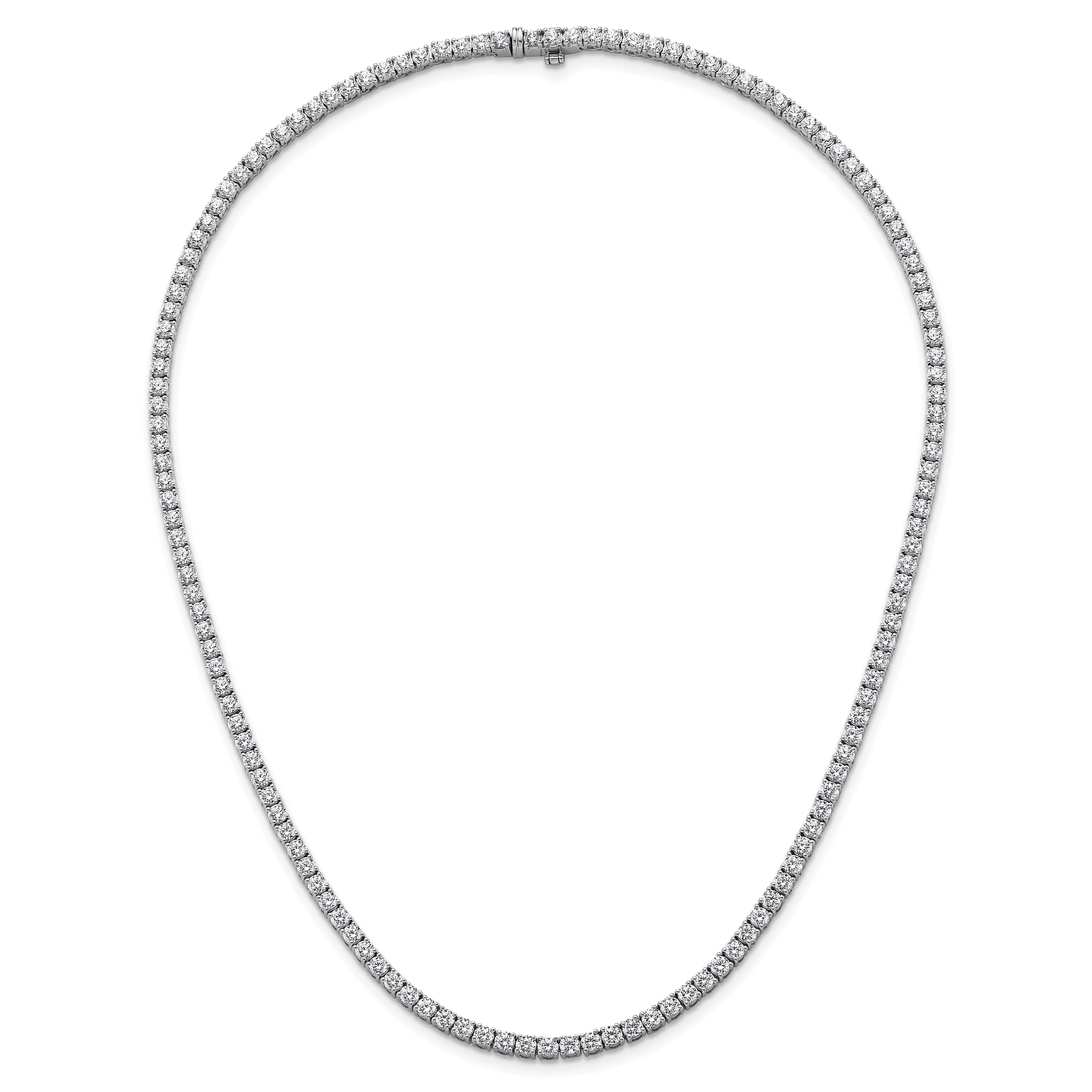 14k White Gold 13 1/2 carat Lab Grown Diamond VS/SI+ G+ Complete Round 18 inch Straight Tennis Necklace