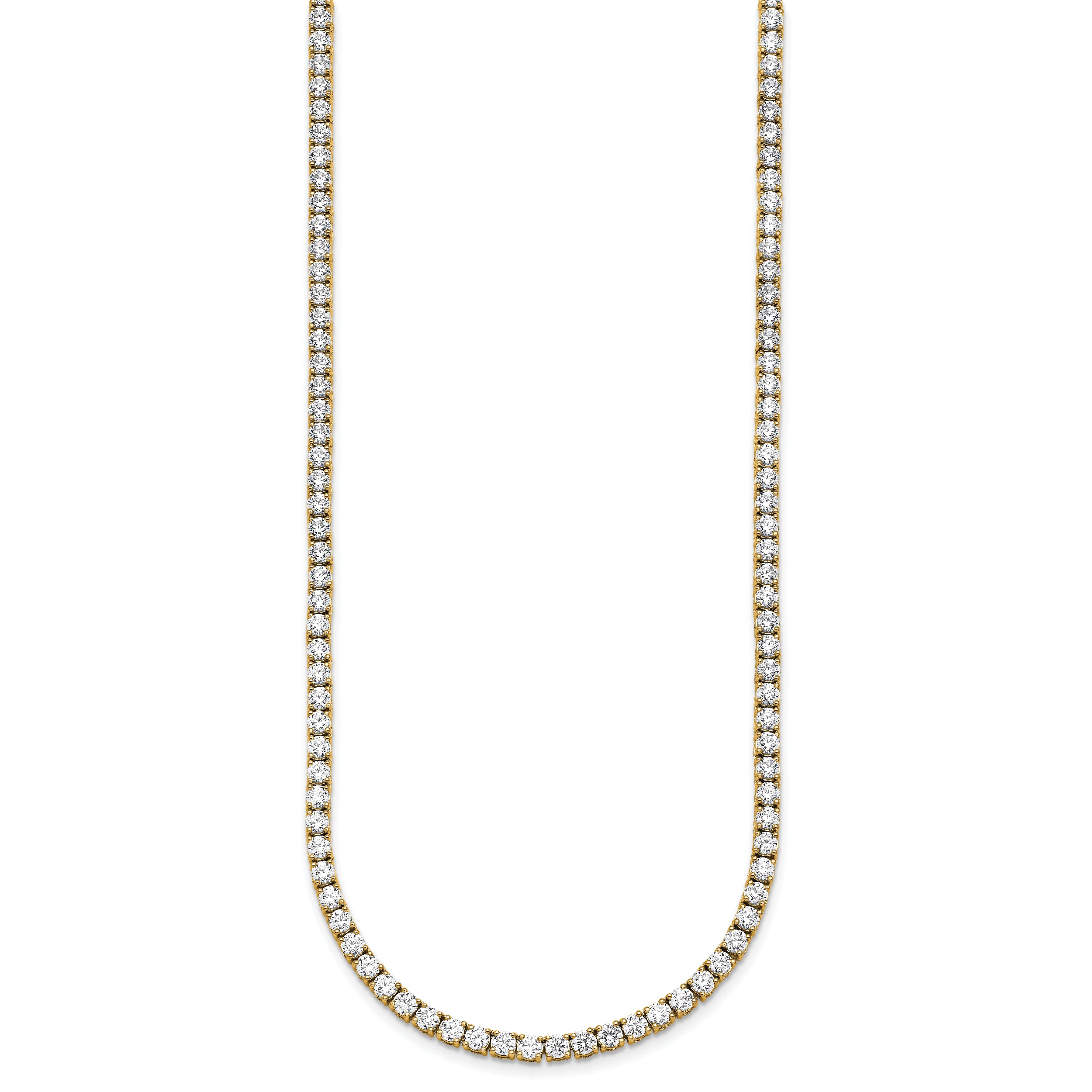 14k 16 1/2 carat Lab Grown Diamond VS+ F+ Complete Round 22 inch Straight Tennis Necklace