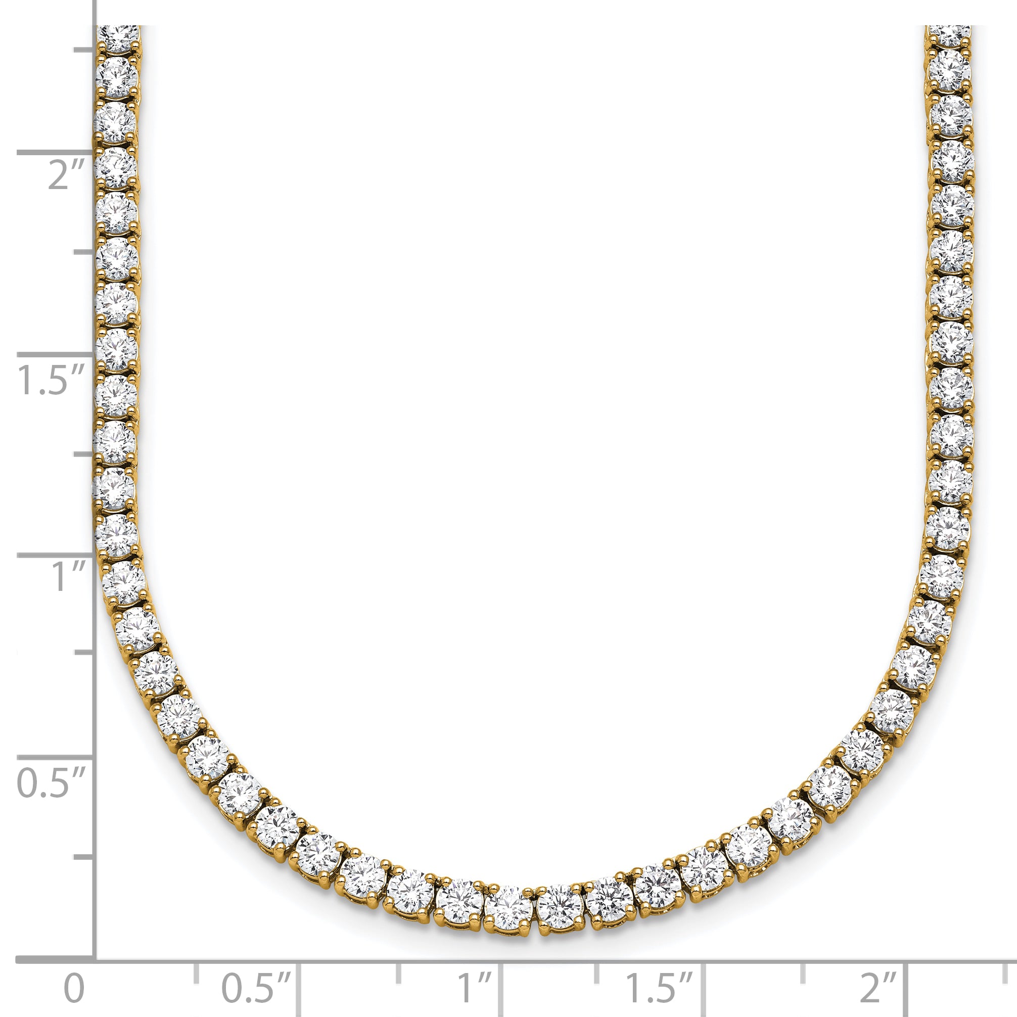 14k 13 1/2 carat Lab Grown Diamond VS+ F+ Complete Round 18 inch Straight Tennis Necklace