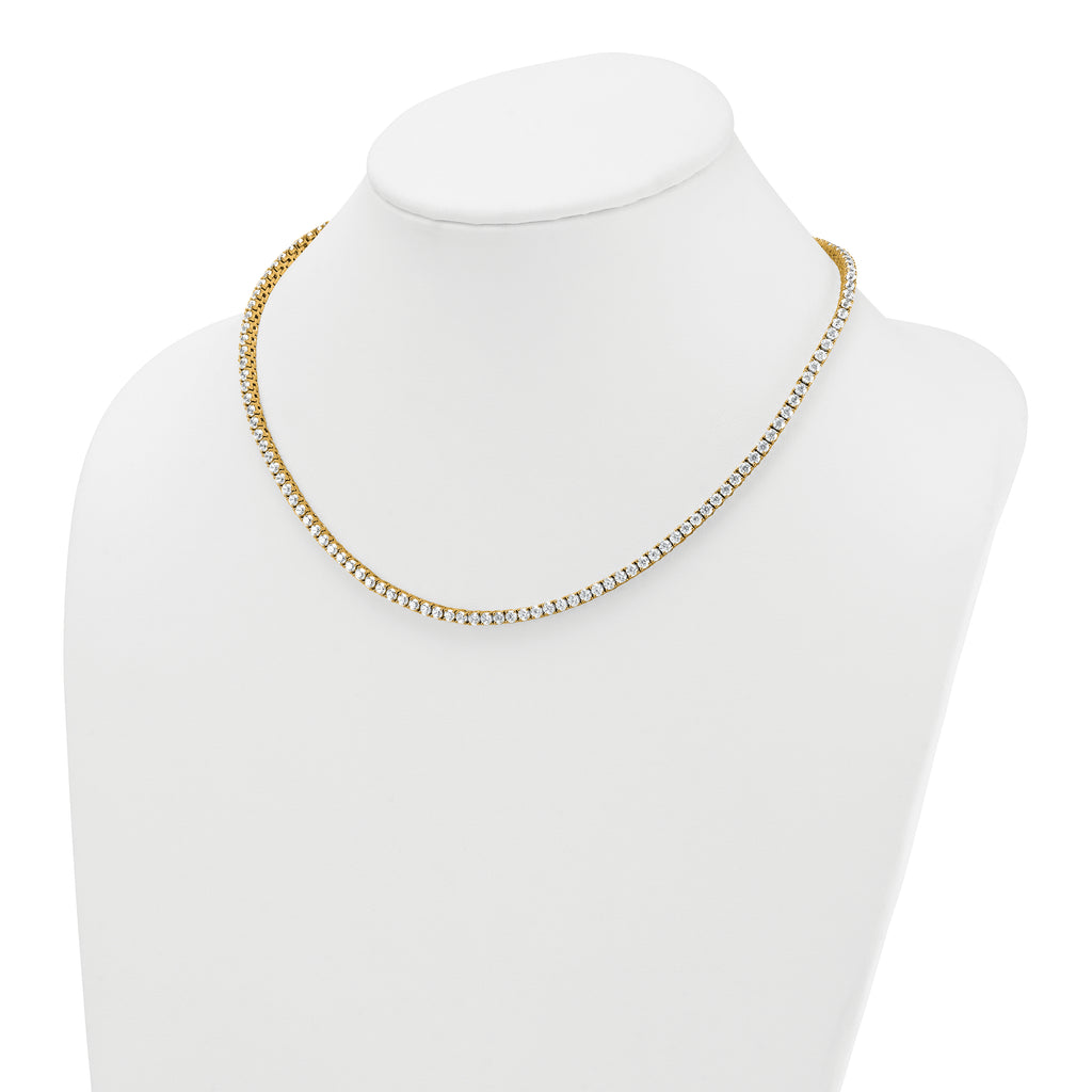 14k 13 1/2 carat Lab Grown Diamond VS+ F+ Complete Round 18 inch Straight Tennis Necklace