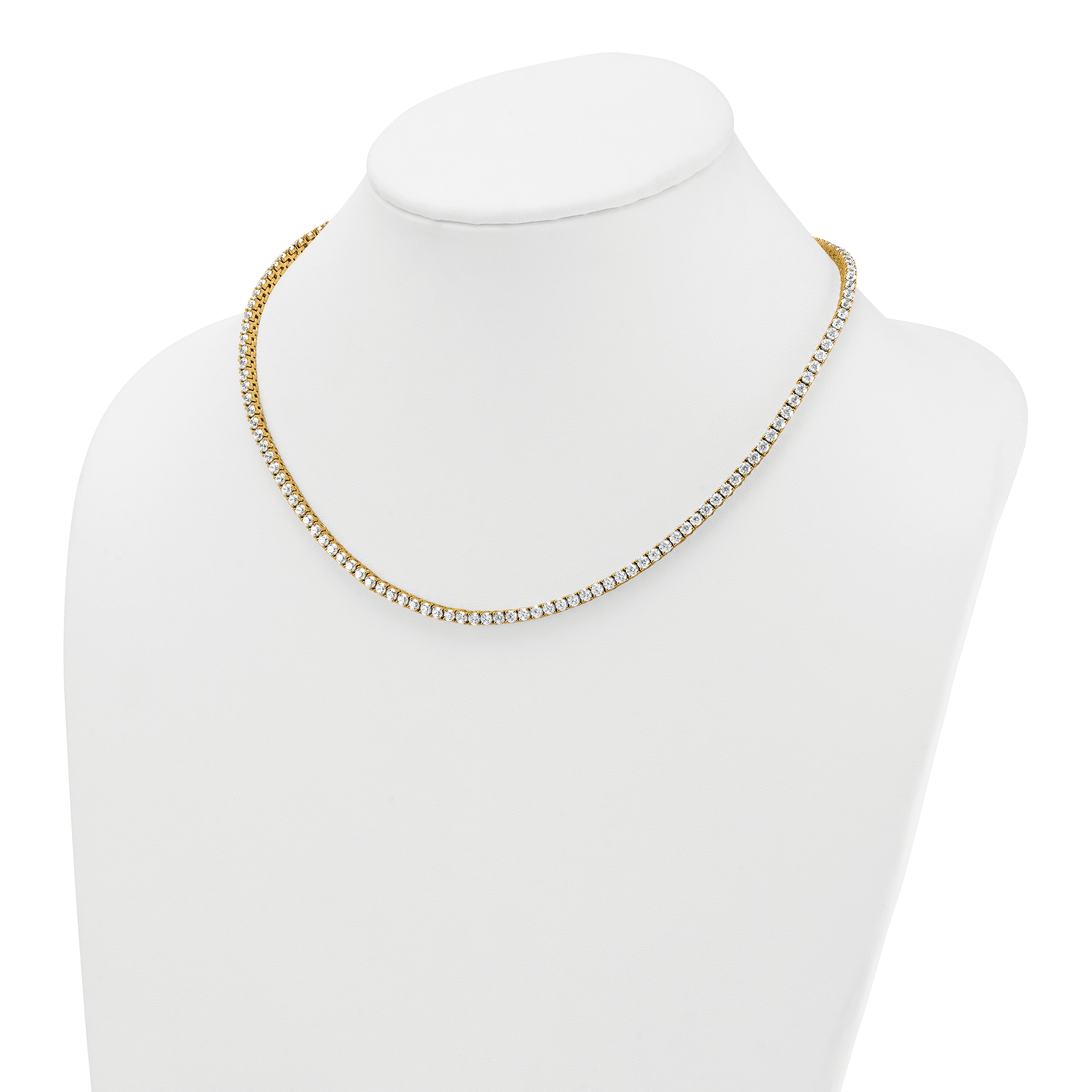 14k 13 1/2 carat Lab Grown Diamond VS/SI+ G+ Complete Round 18 inch Straight Tennis Necklace
