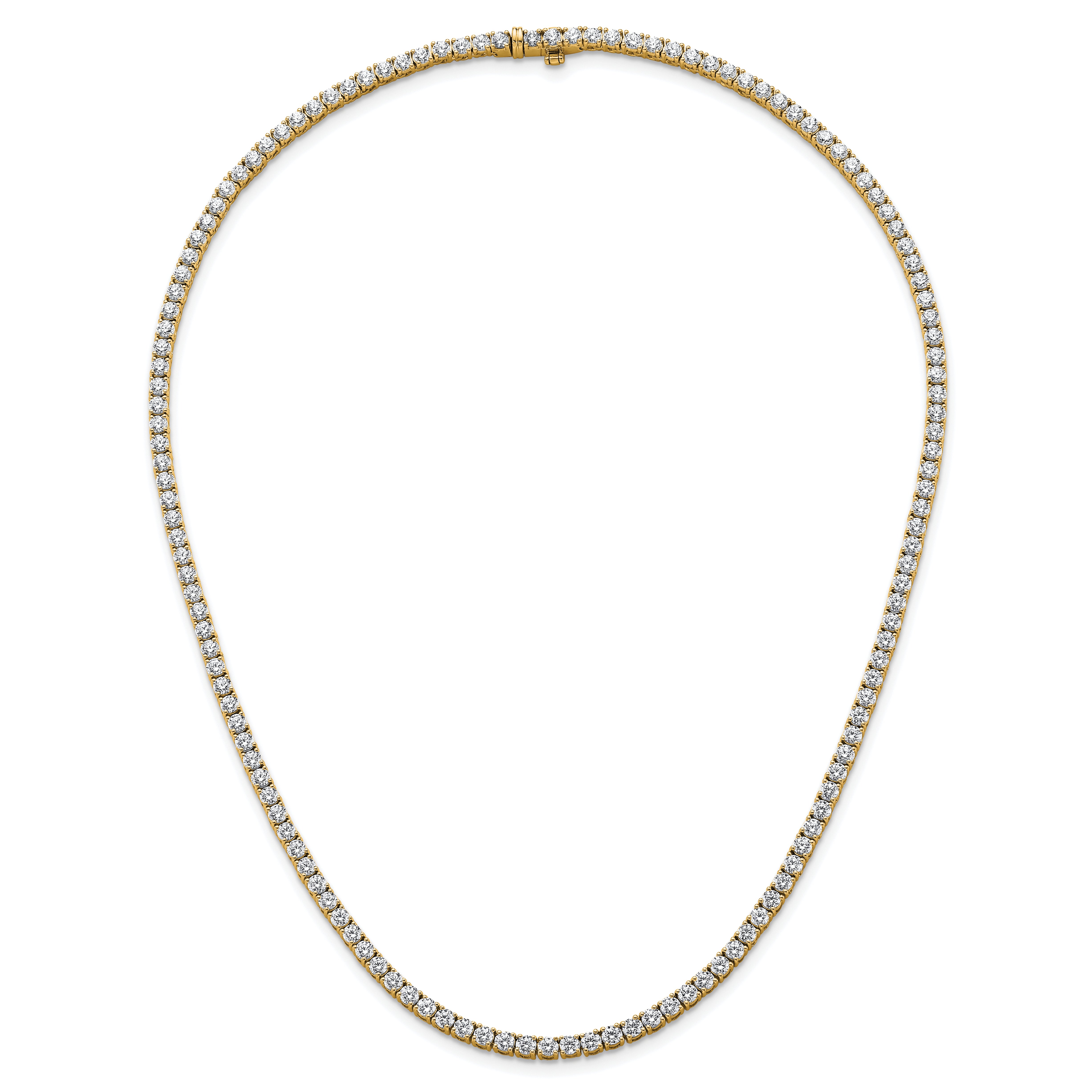 14k 13 1/2 carat Lab Grown Diamond VS+ F+ Complete Round 18 inch Straight Tennis Necklace