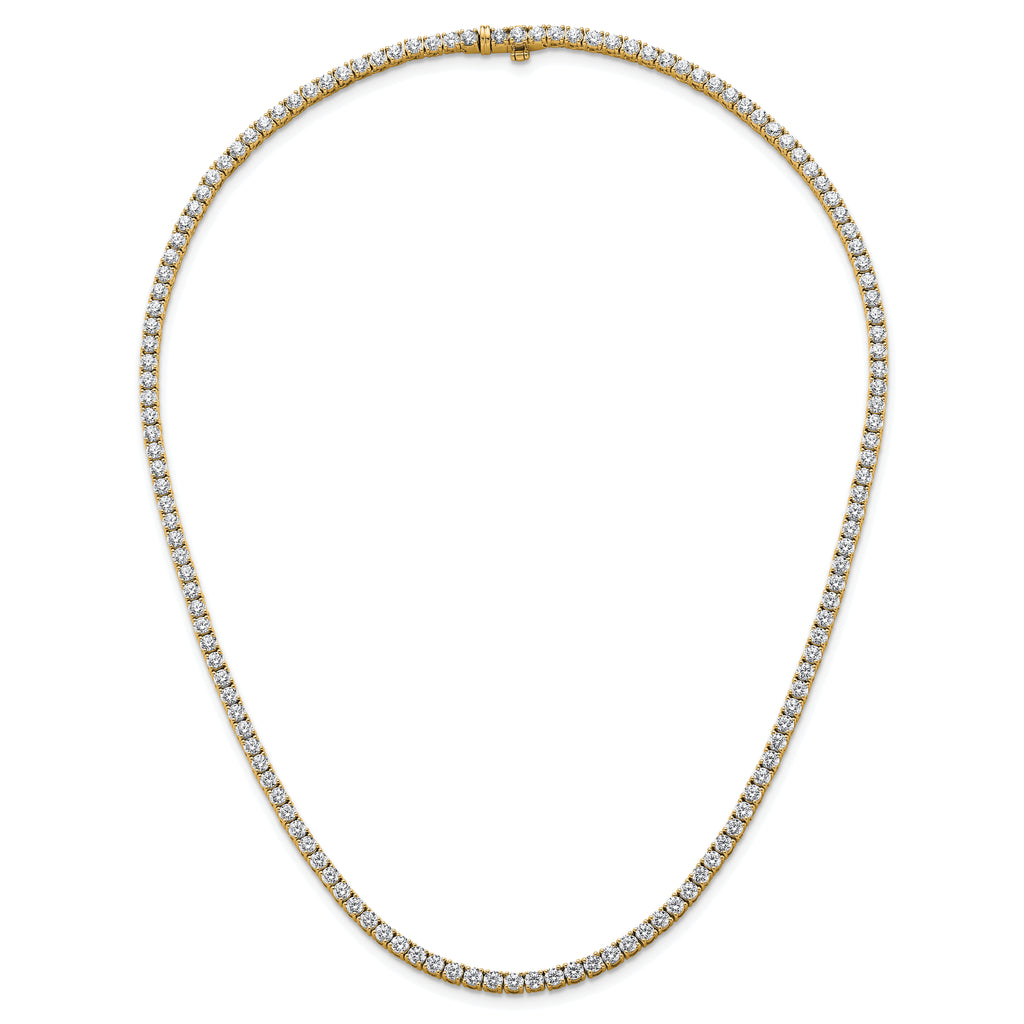 14k 13 1/2 carat Lab Grown Diamond VS+ F+ Complete Round 18 inch Straight Tennis Necklace