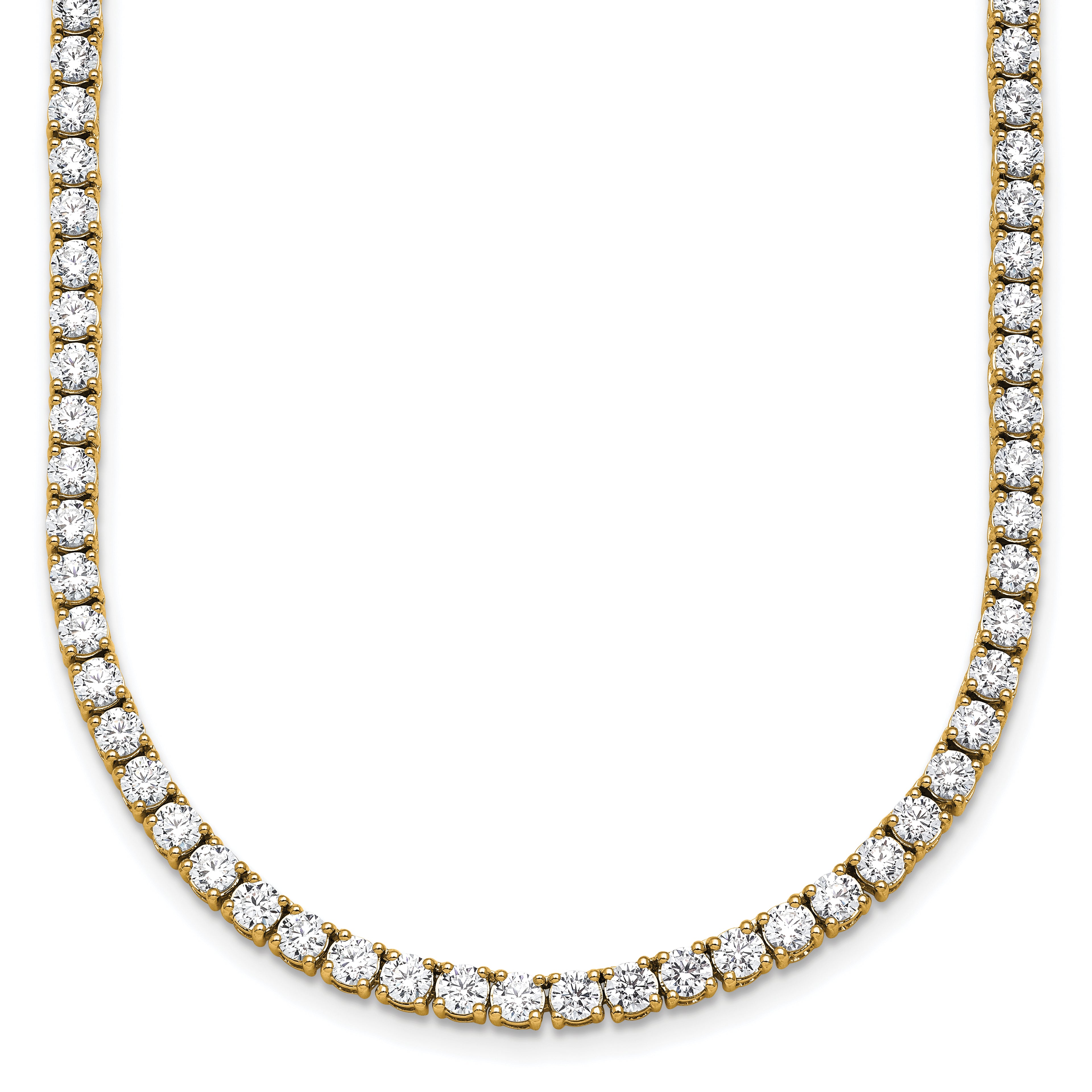 14k 15 carat Lab Grown Diamond VS+ F+ Complete Round 20 inch Straight Tennis Necklace