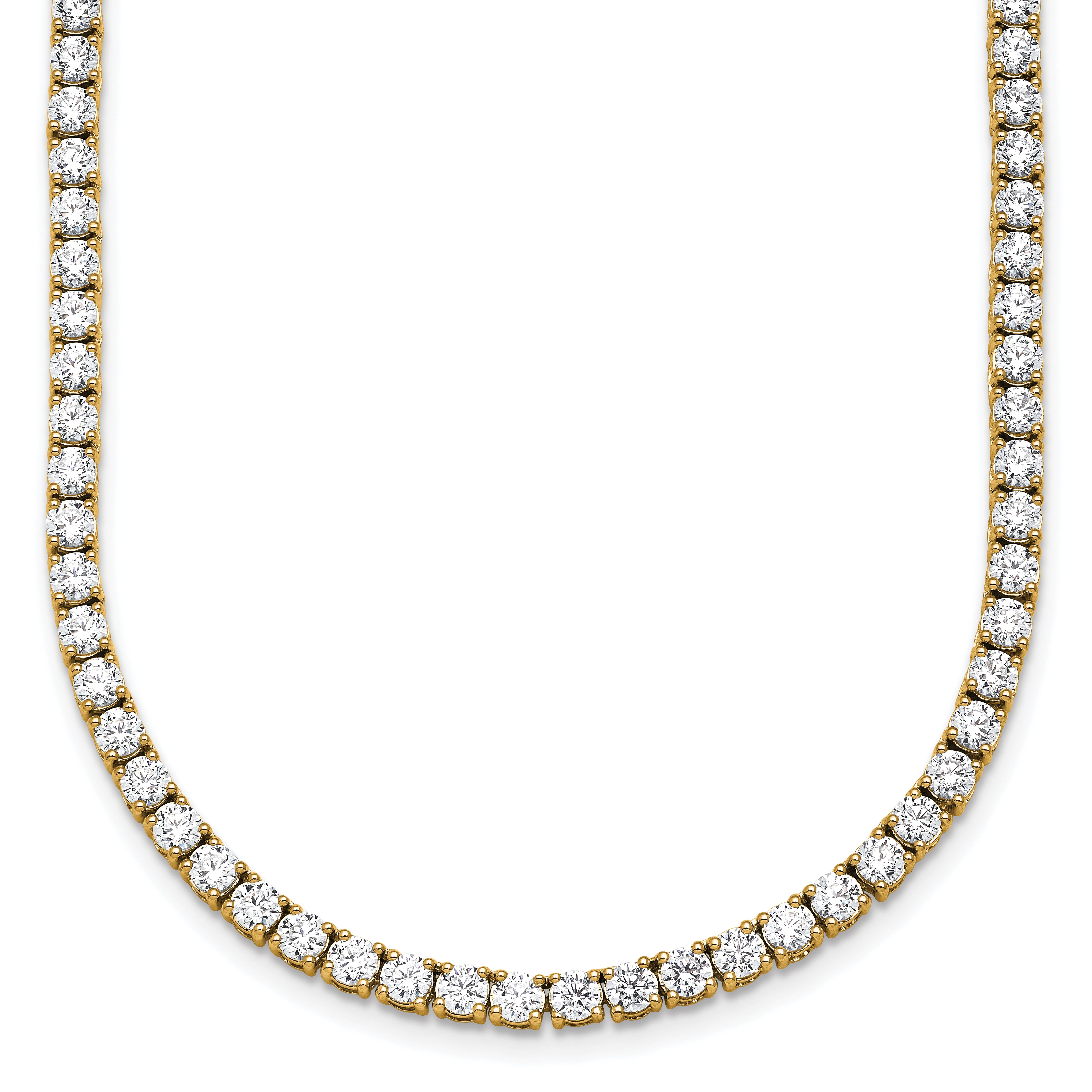 14k 16 1/2 carat Lab Grown Diamond VS+ F+ Complete Round 22 inch Straight Tennis Necklace