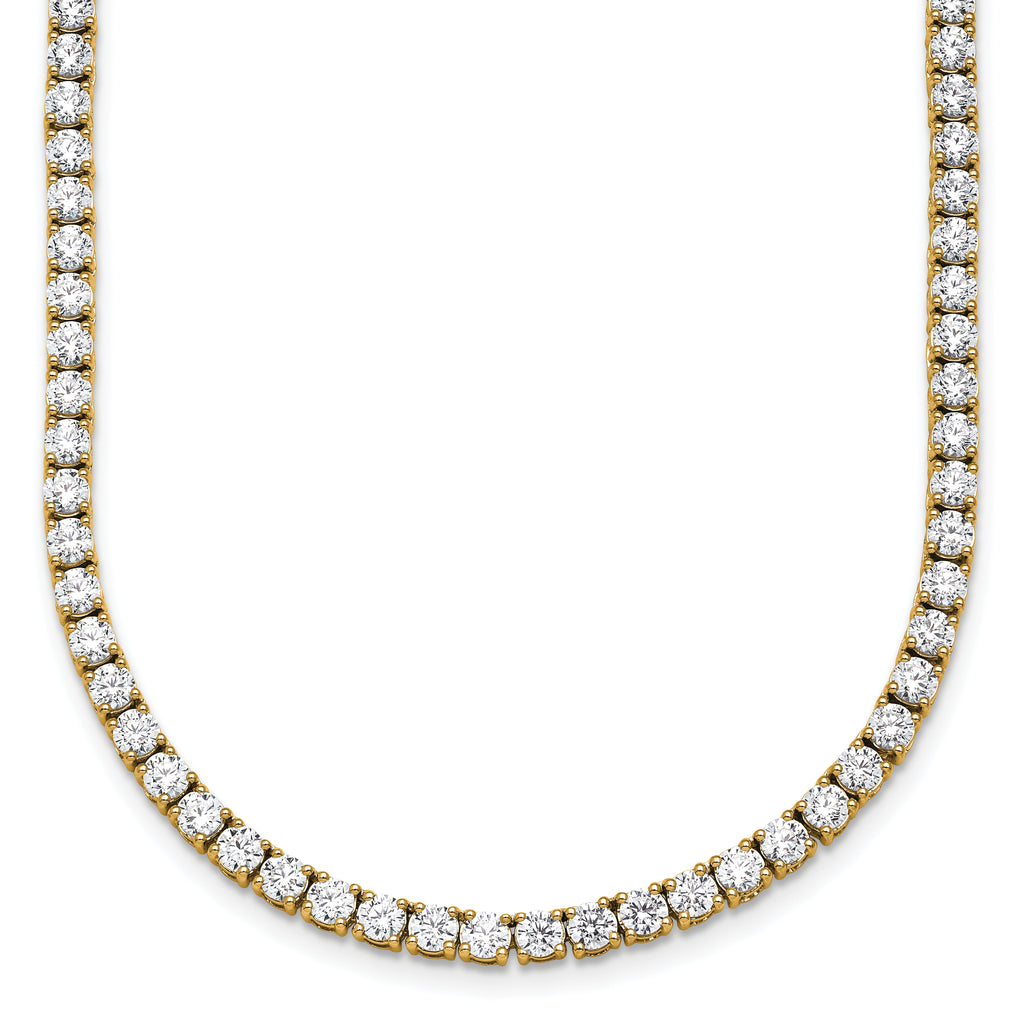 14k 16 1/2 carat Lab Grown Diamond VS+ F+ Complete Round 22 inch Straight Tennis Necklace
