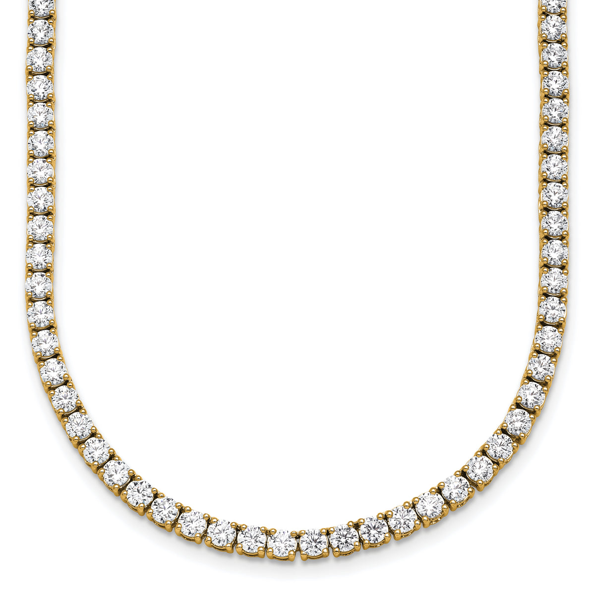 14k 16 1/2 carat Lab Grown Diamond VS+ F+ Complete Round 22 inch Straight Tennis Necklace