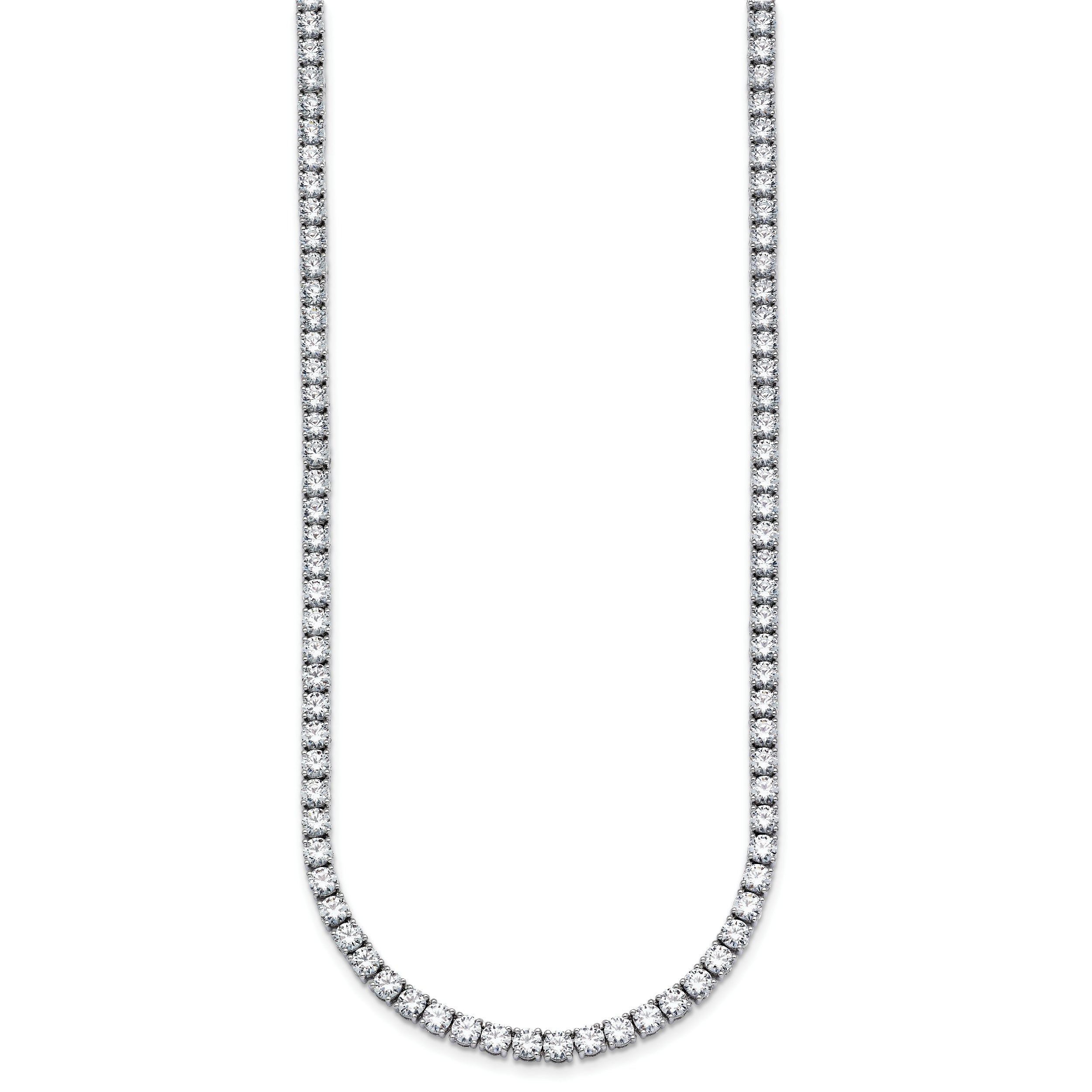 14k White Gold 24 carat Lab Grown Diamond VS+ F+ Complete Round 24 inch Straight Tennis Necklace