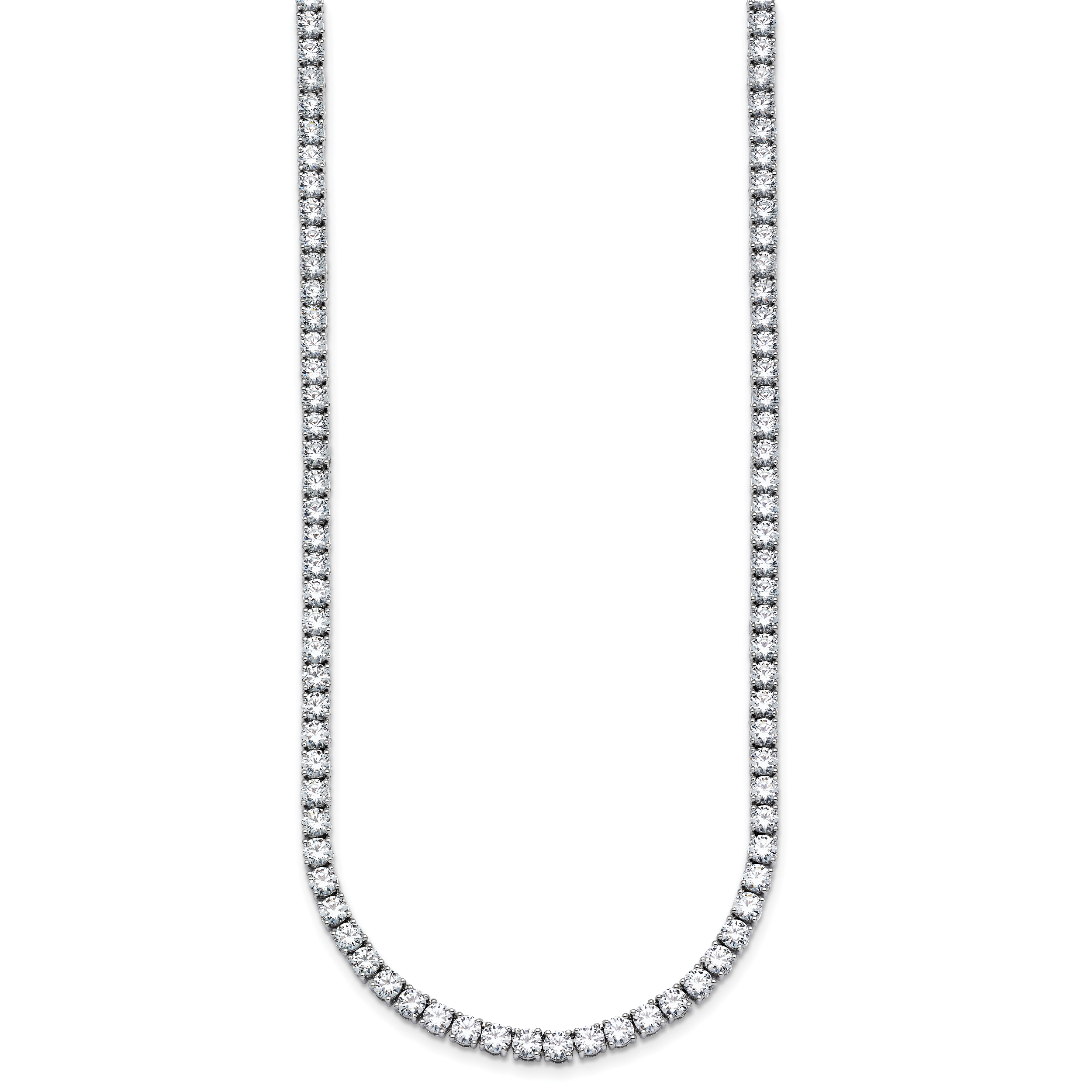 14k White Gold 20 carat Lab Grown Diamond VS+ F+ Complete Round 20 inch Straight Tennis Necklace