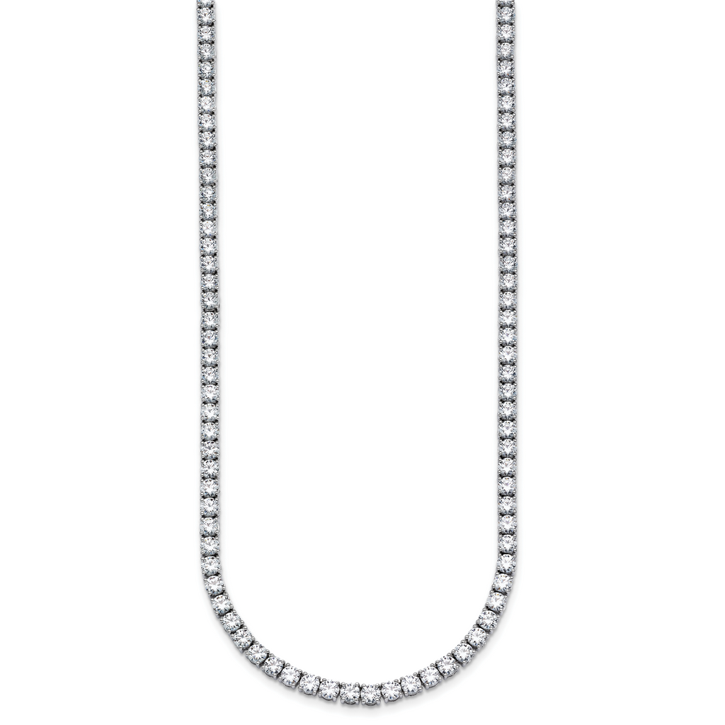 14k White Gold 18 carat Lab Grown Diamond VS+ F+ Complete Round 18 inch Straight Tennis Necklace