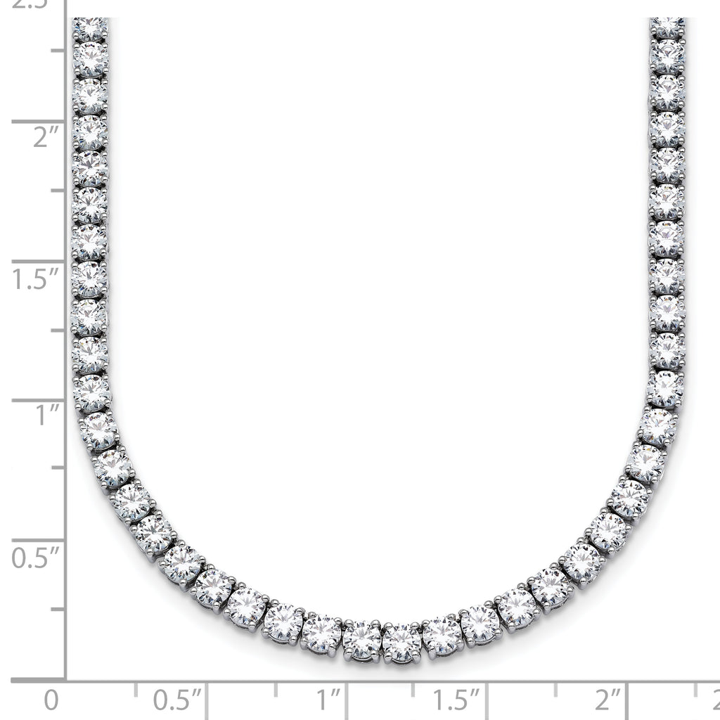 14k White Gold 24 carat Lab Grown Diamond VS/SI+ G+ Complete Round 24 inch Straight Tennis Necklace